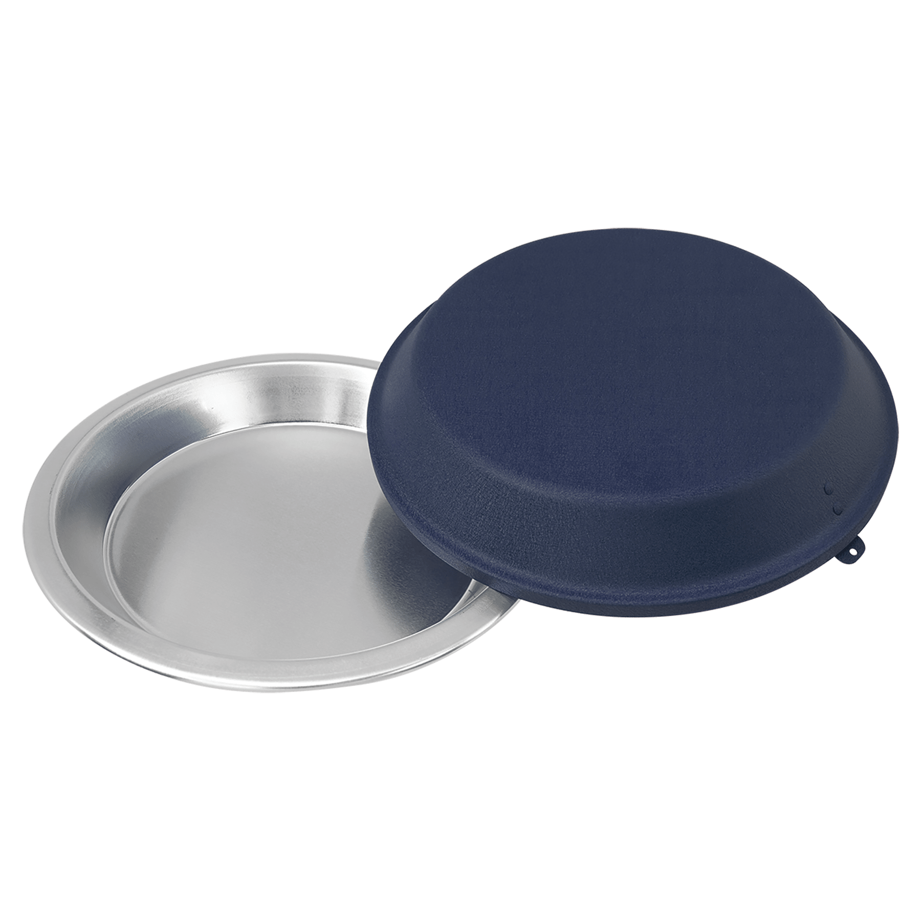 9" Aluminum Pie Pan with Navy Blue Lid
