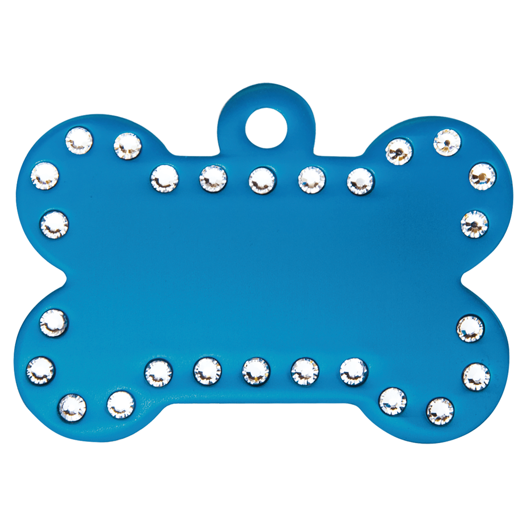 1.5" x 1" Blue Anodized Aluminum Swarovski Bling Bone w/Tab
