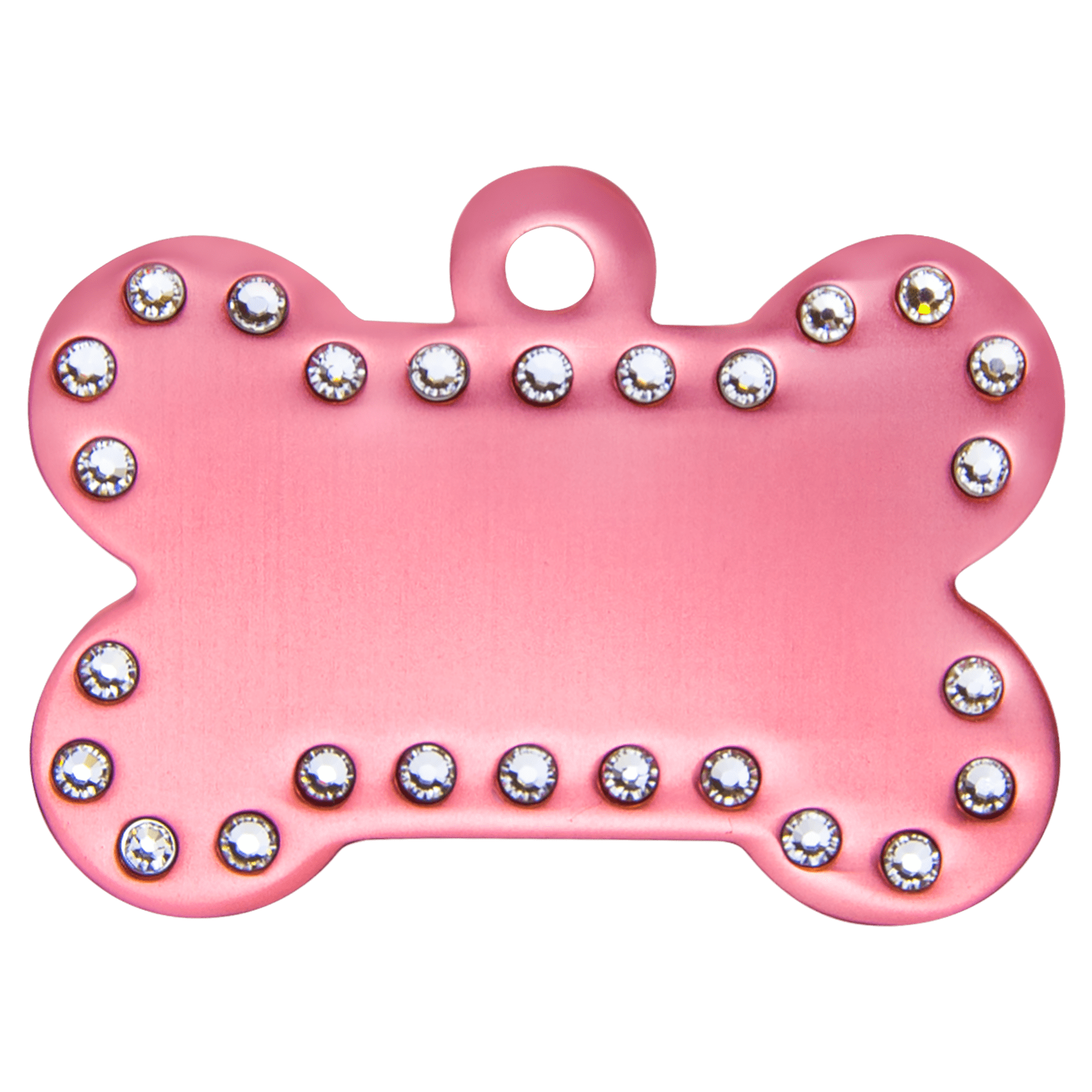 1.5" x 1" Pink Anodized Aluminum Swarovski Bling Bone w/Tab