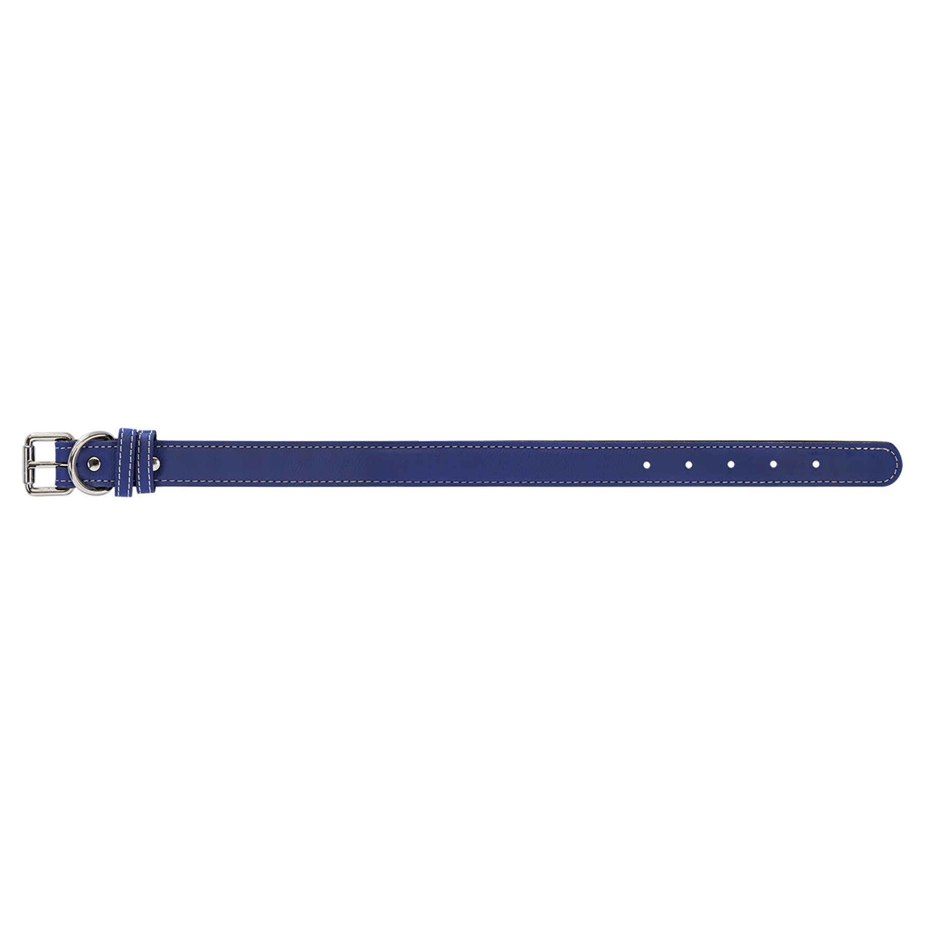 Small 15" x.75" Blue/Silver Leatherette Dog Collar