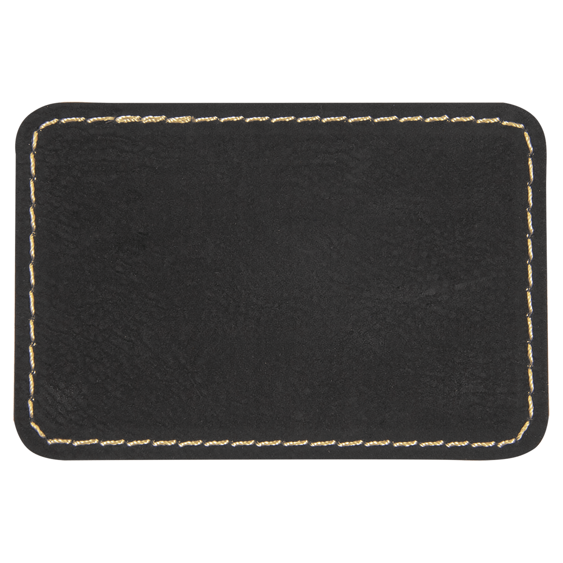 3" x 2" Rectangle Black/Gold Leatherette Patch with Adhesive