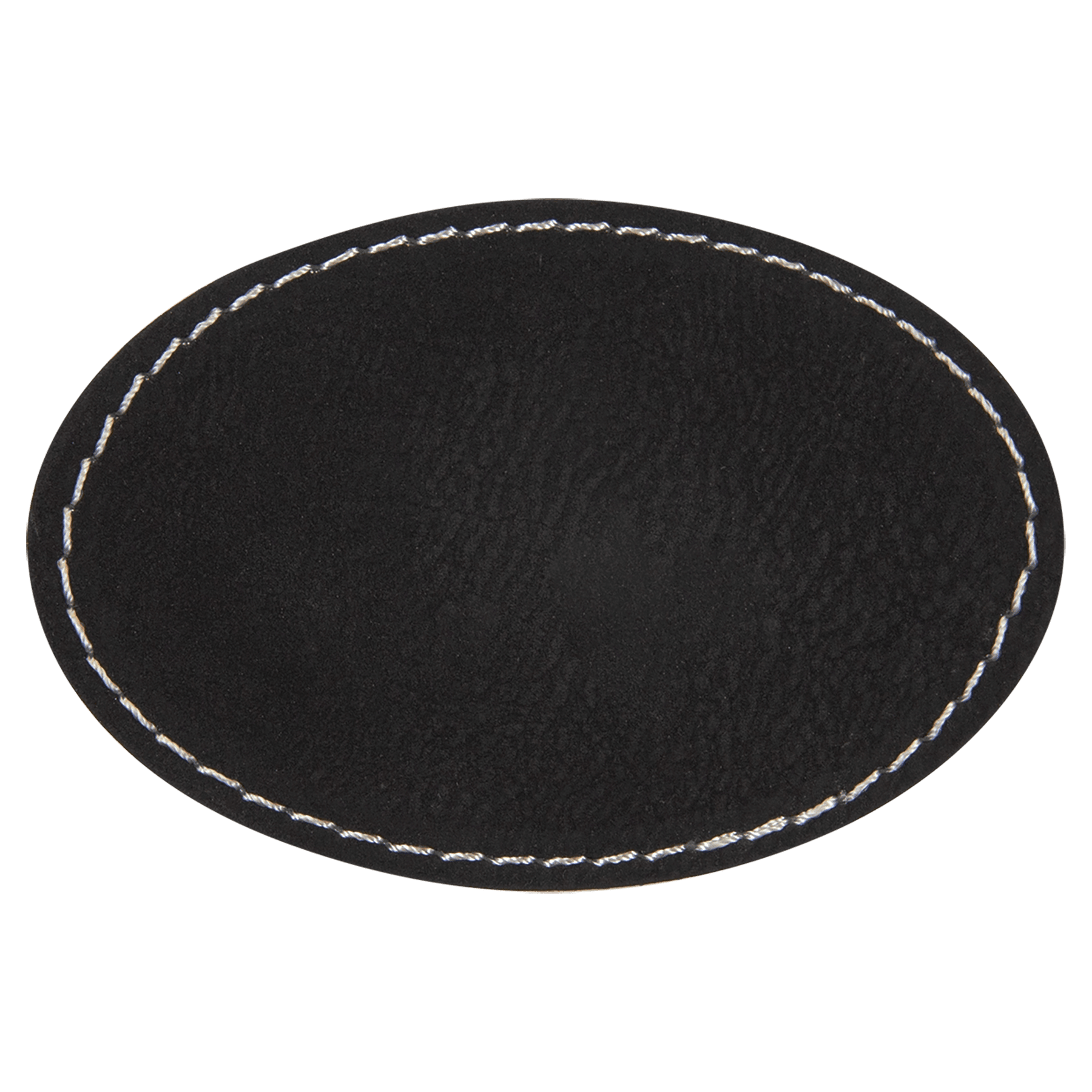 3" x 2" Oval Black/Silver Leatherette Patch with Adhesive