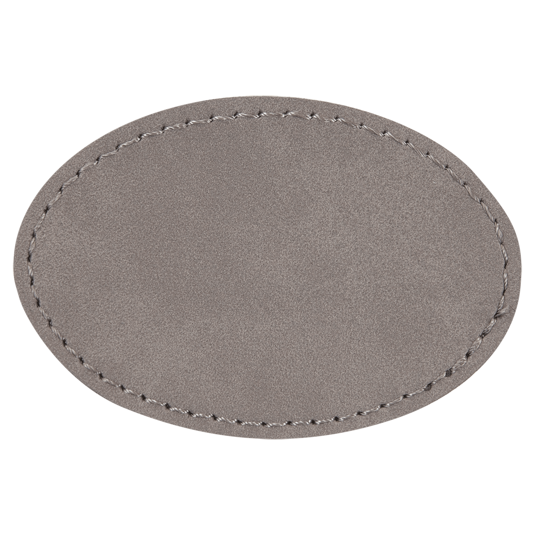 3" x 2" Oval Gray Leatherette Patch with Adhesive