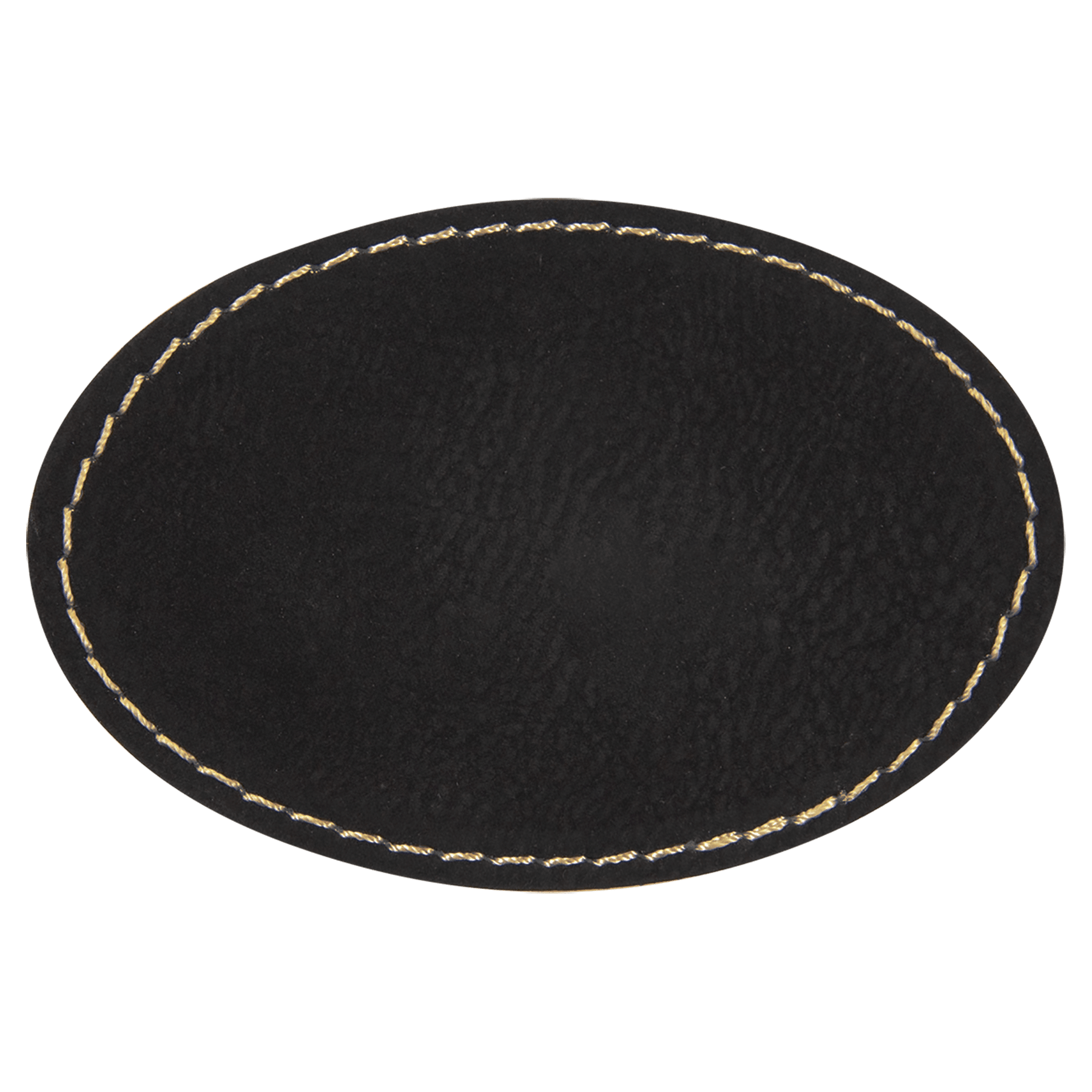 3" x 2" Oval Black/Gold Leatherette Patch with Adhesive