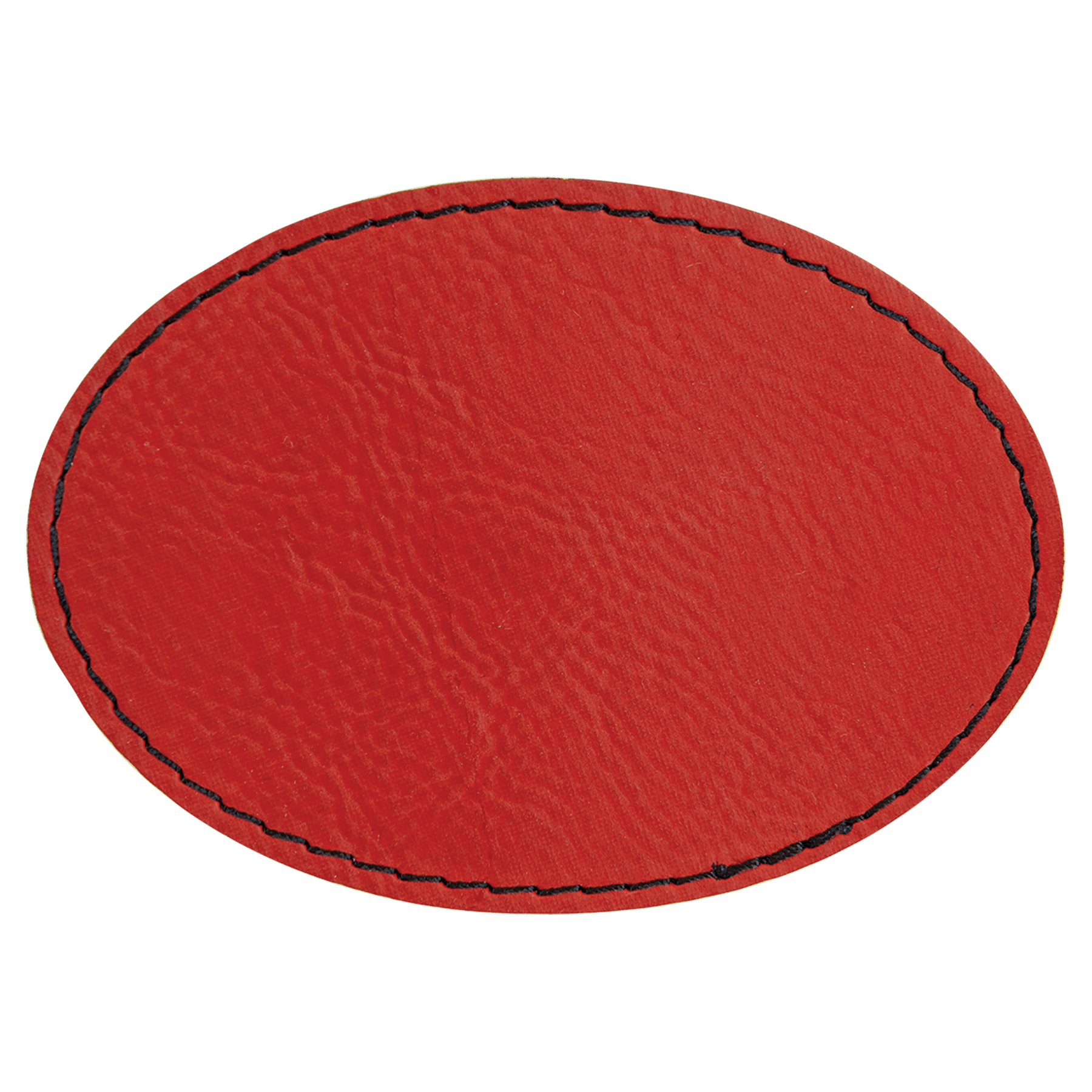 3.5" x 2.5" Oval Red Leatherette Patch with Adhesive
