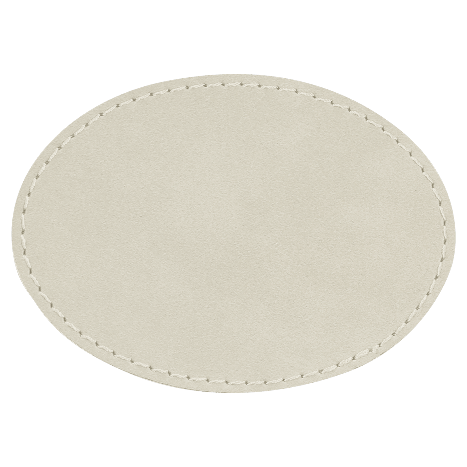 3.5" x 2.5" Oval White Leatherette Patch with Adhesive