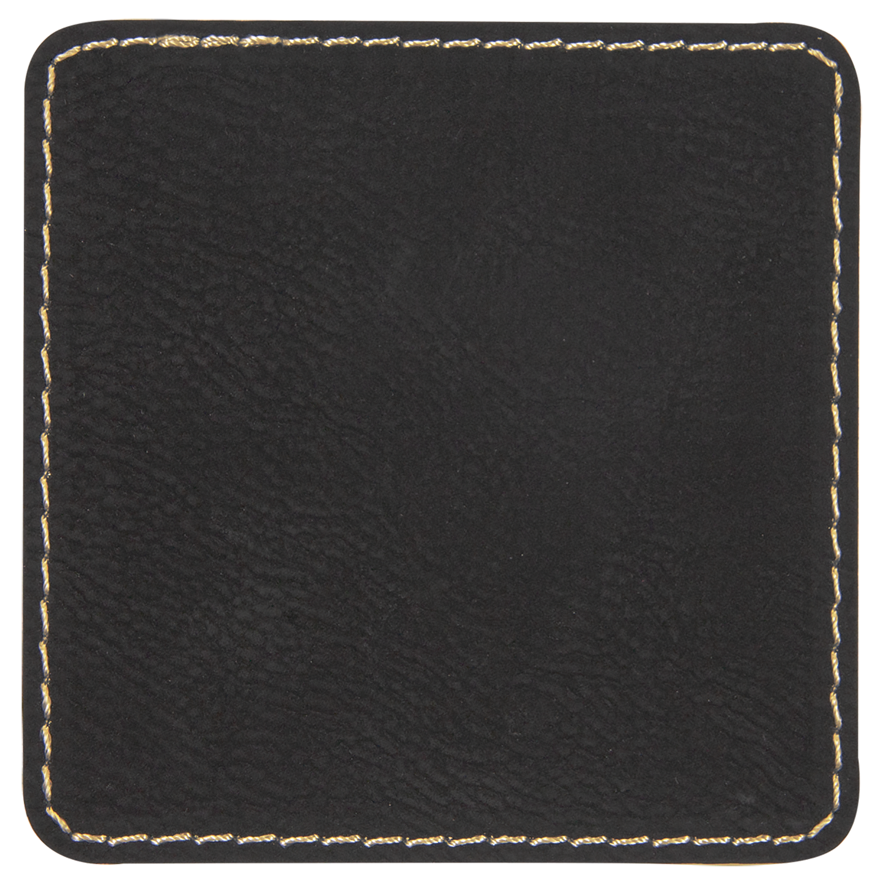 3" x 3" Square Black/Gold Leatherette Patch with Adhesive