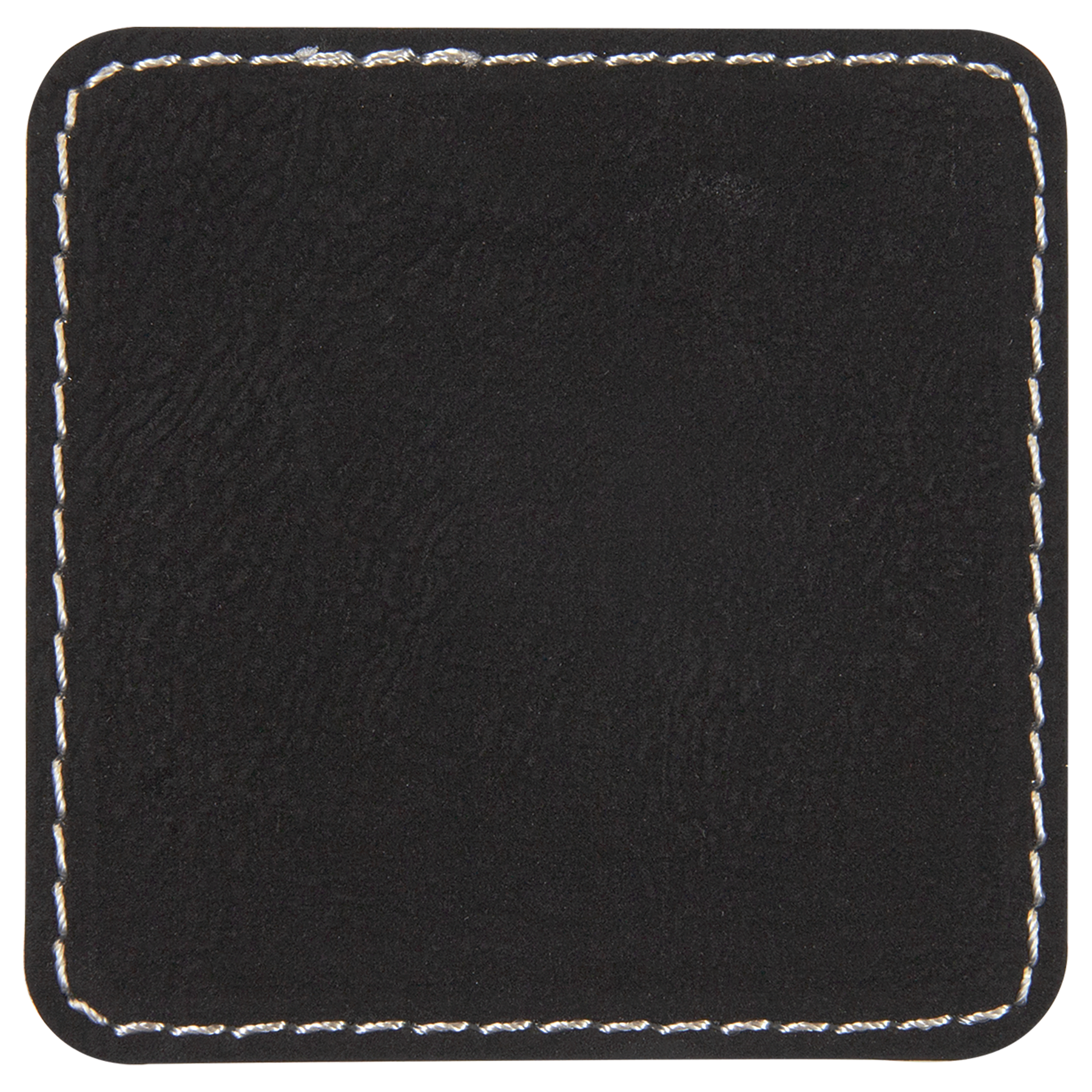 2.5" x 2.5" Square Black/Silver Leatherette Patch w/Adhesive