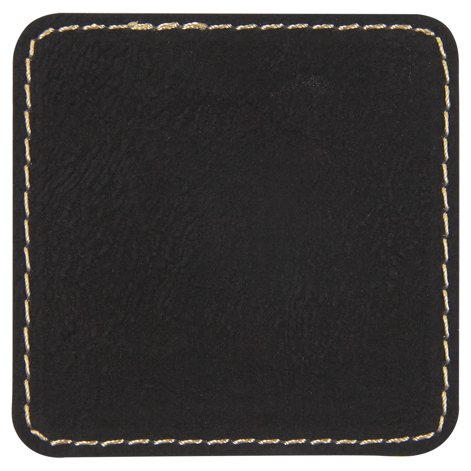 2.5" x 2.5" Black/Gold Square Leatherette Patch w/Adhesive