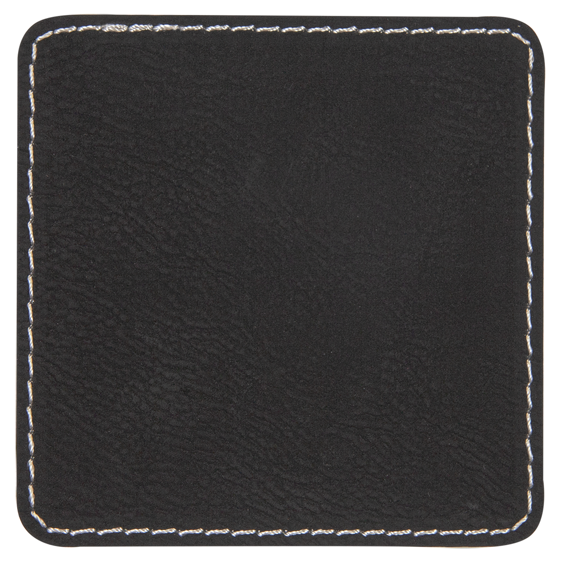 3" x 3" Square Black/Silver Leatherette Patch with Adhesive