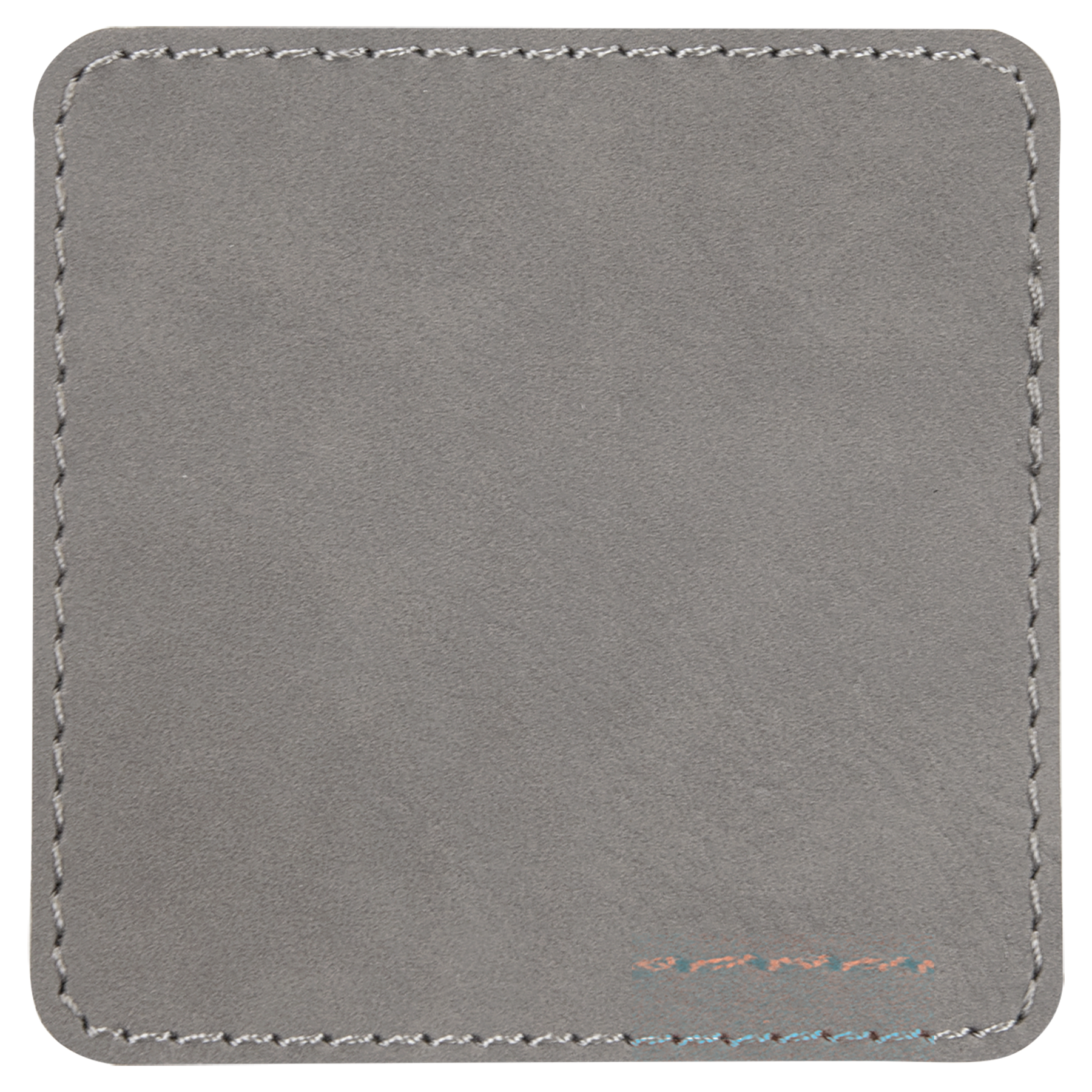 3" x 3" Square Gray Leatherette Patch with Adhesive