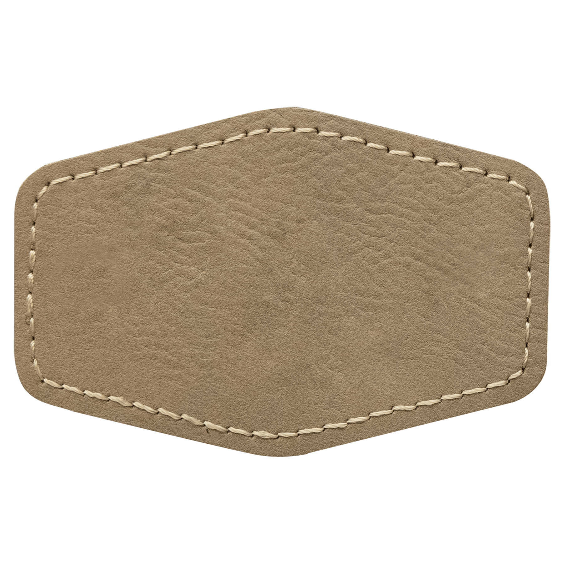 3" x 2" Hex Light Brown Leatherette Patch with Adhesive