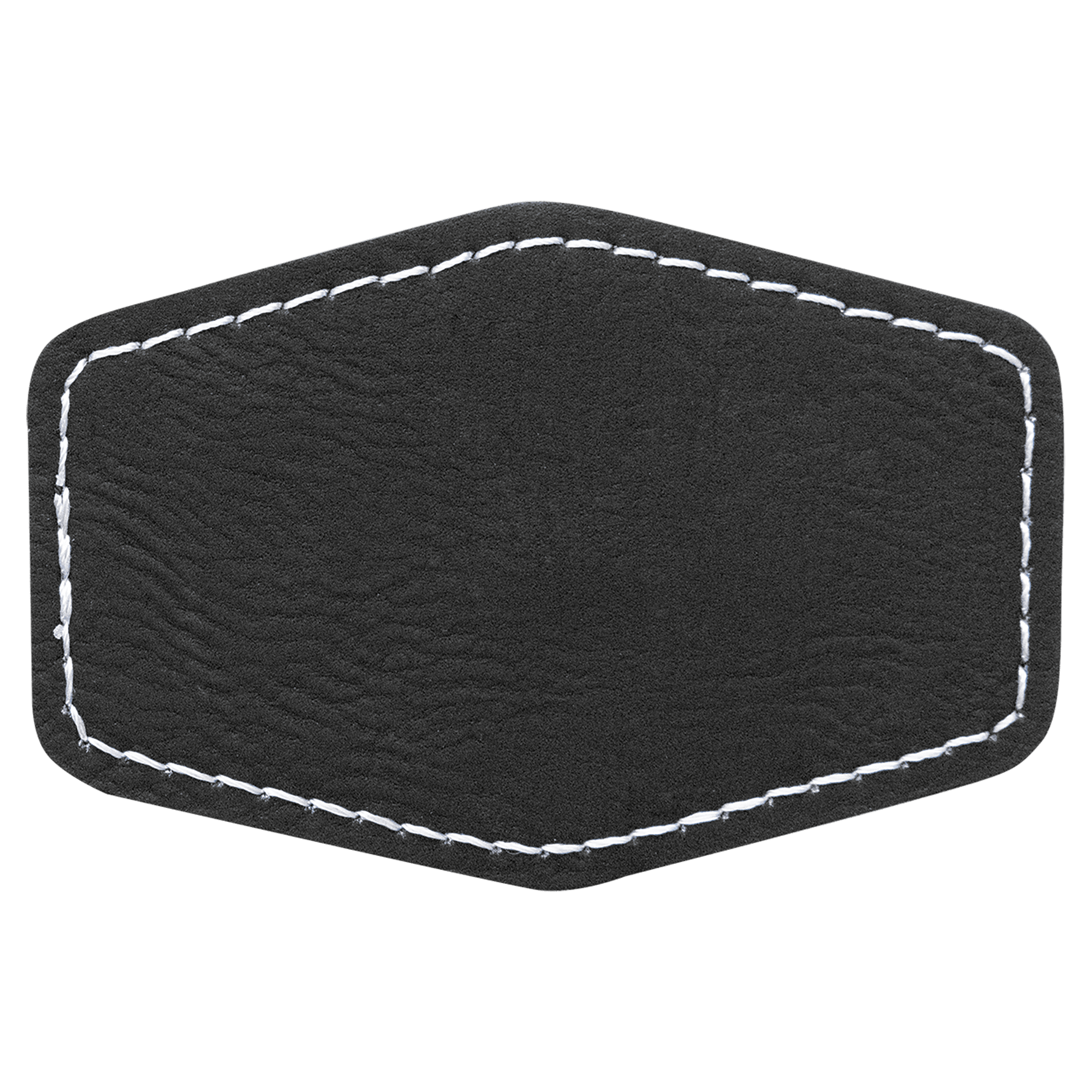 3" x 2" Hex Black/Silver Leatherette Patch with Adhesive