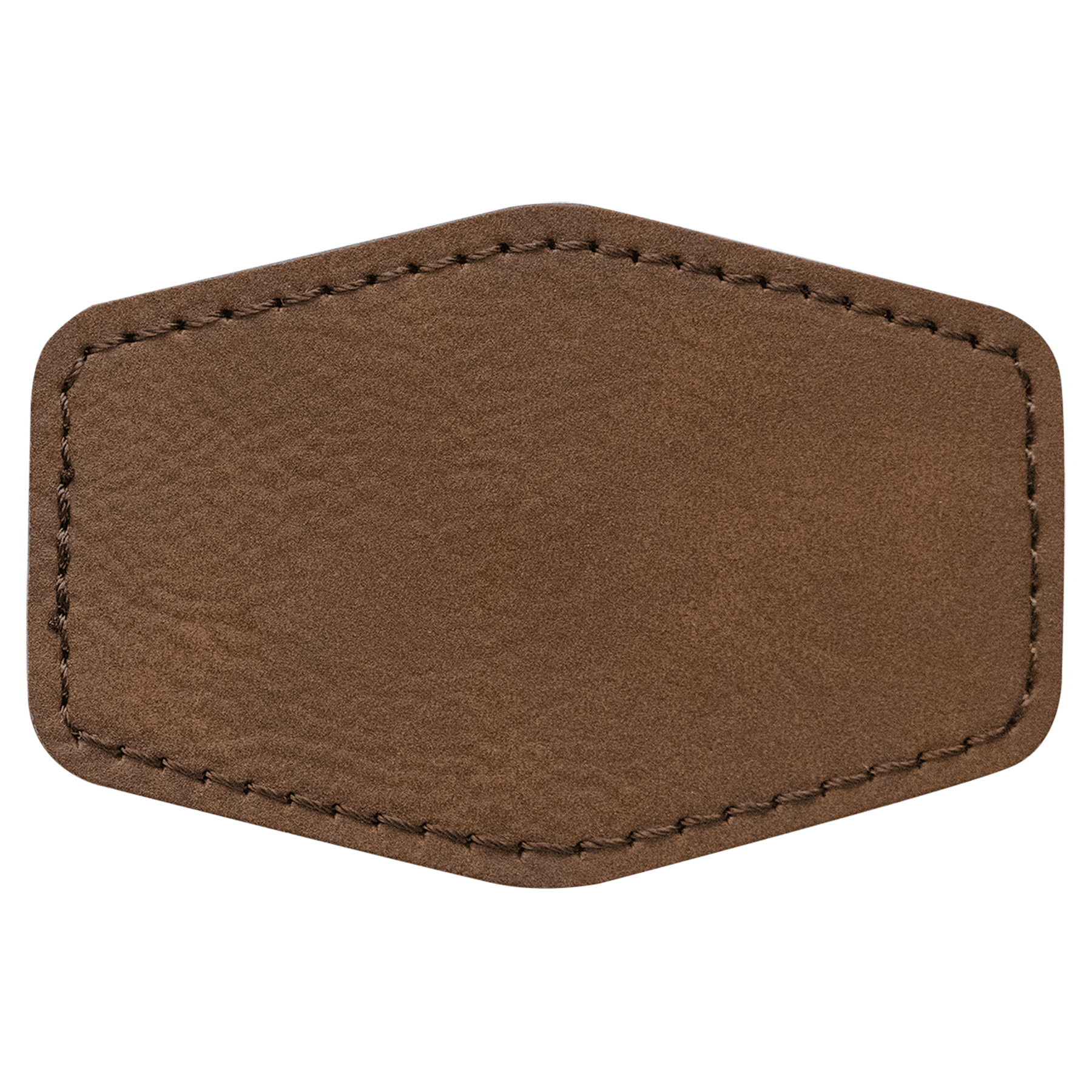 3" x 2" Hex Dark Brown Leatherette Patch with Adhesive