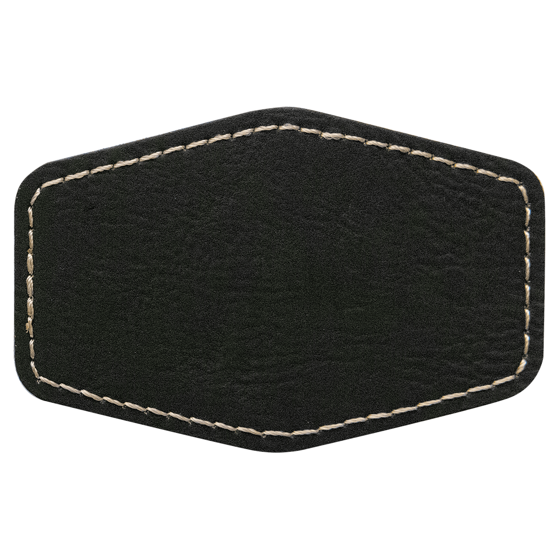 3" x 2" Hex Black/Gold Leatherette Patch with Adhesive
