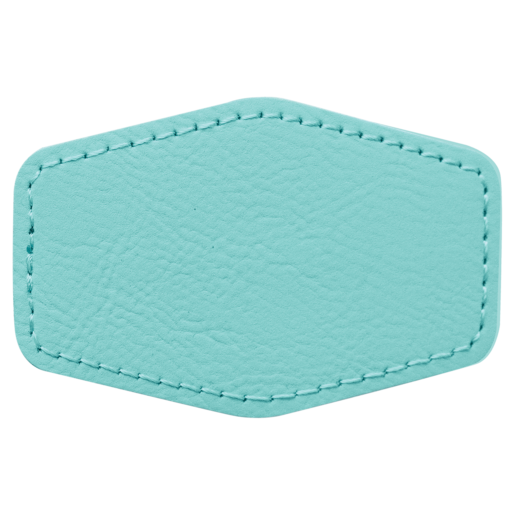 3" x 2" Hex Teal Leatherette Patch with Adhesive