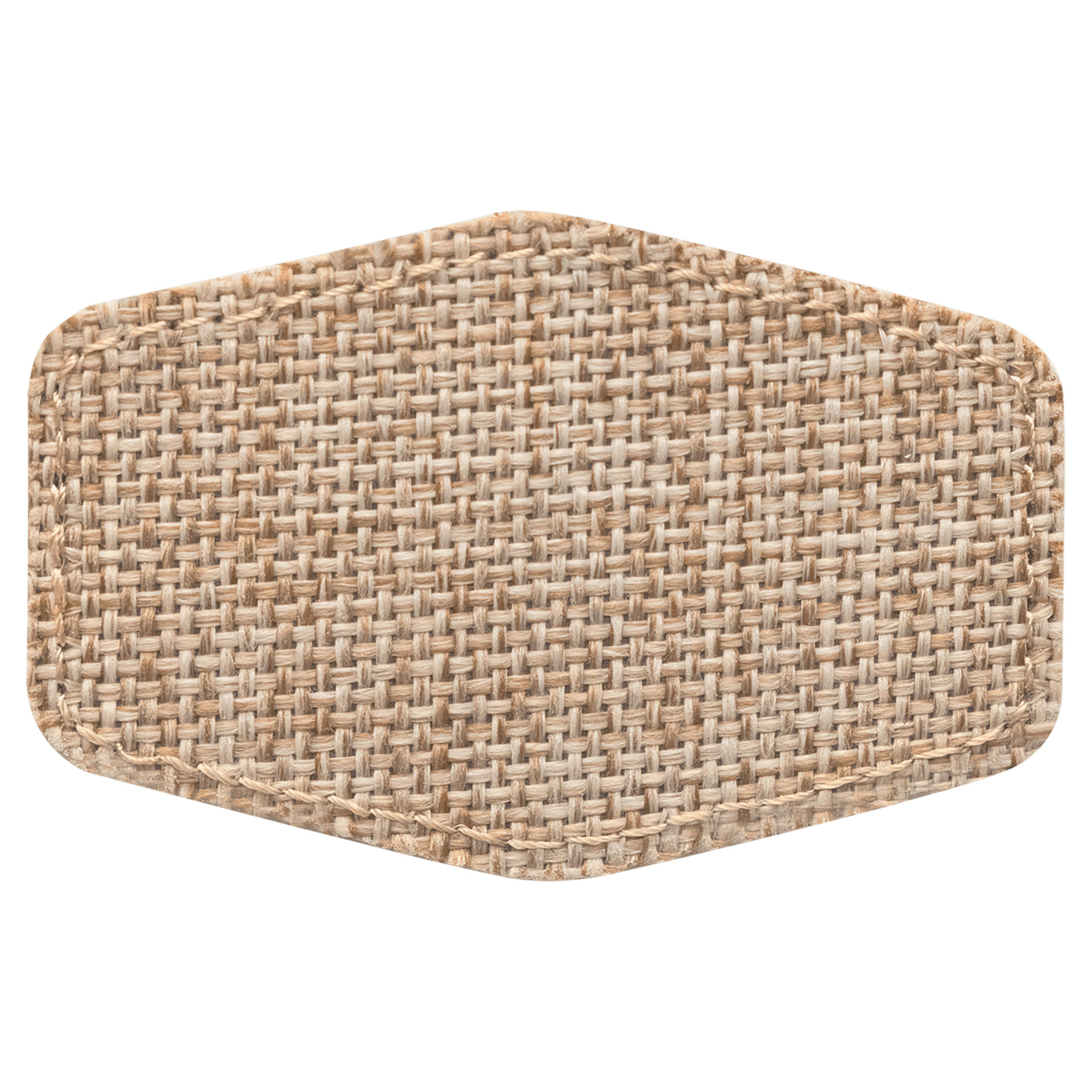 3" x 2" Burlap Hex Sublimatable Patch with Adhesive