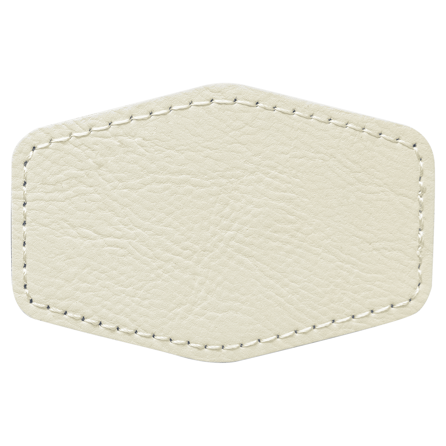 3" x 2" Hex White Leatherette Patch with Adhesive