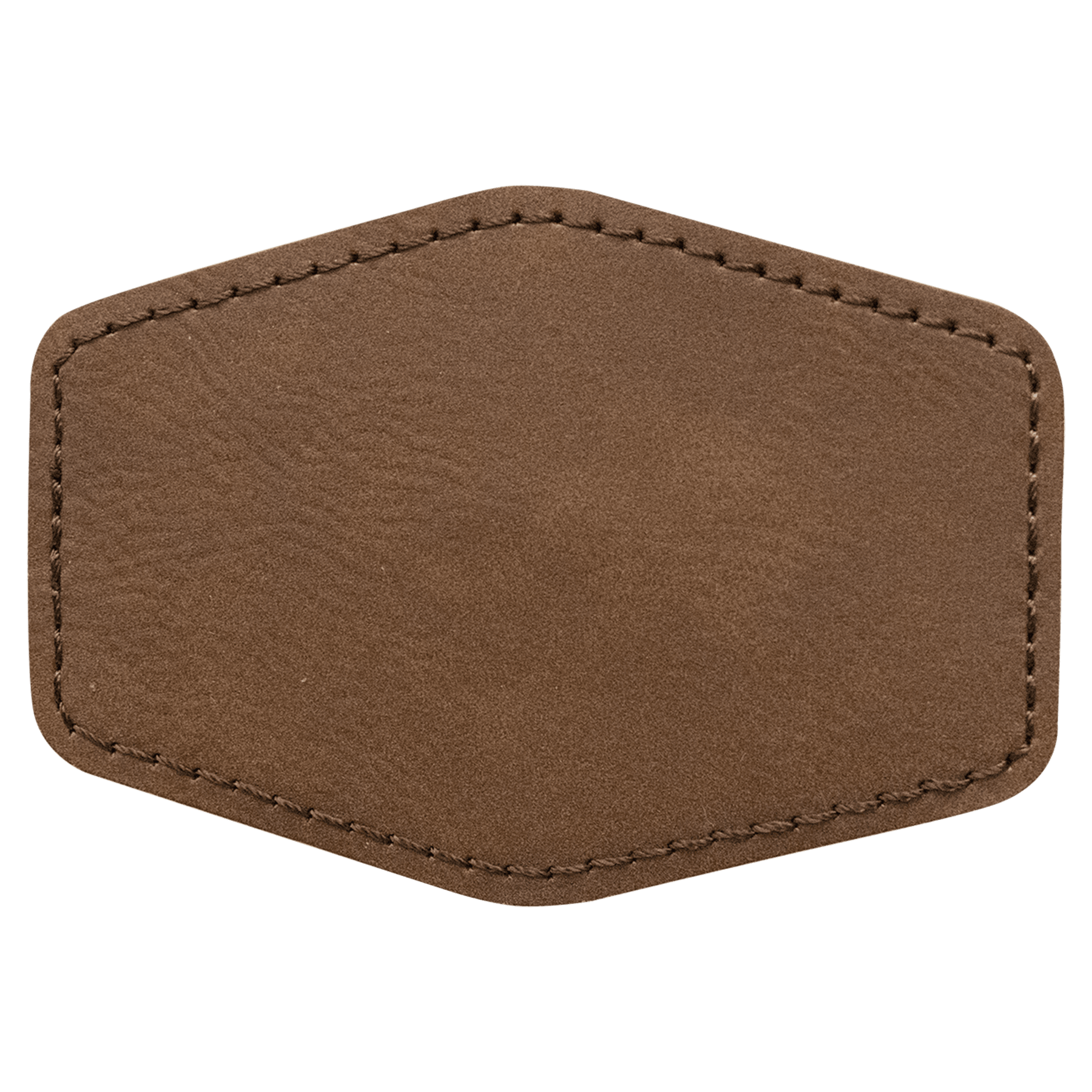 3.5" x 2.5" Hex Dark Brown Leatherette Patch with Adhesive