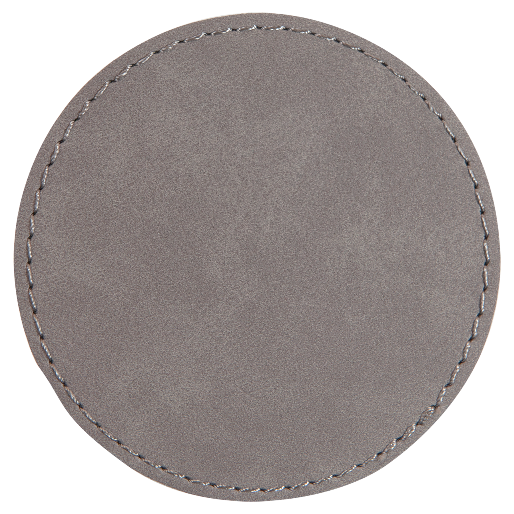 3" Round Gray Leatherette Patch with Adhesive