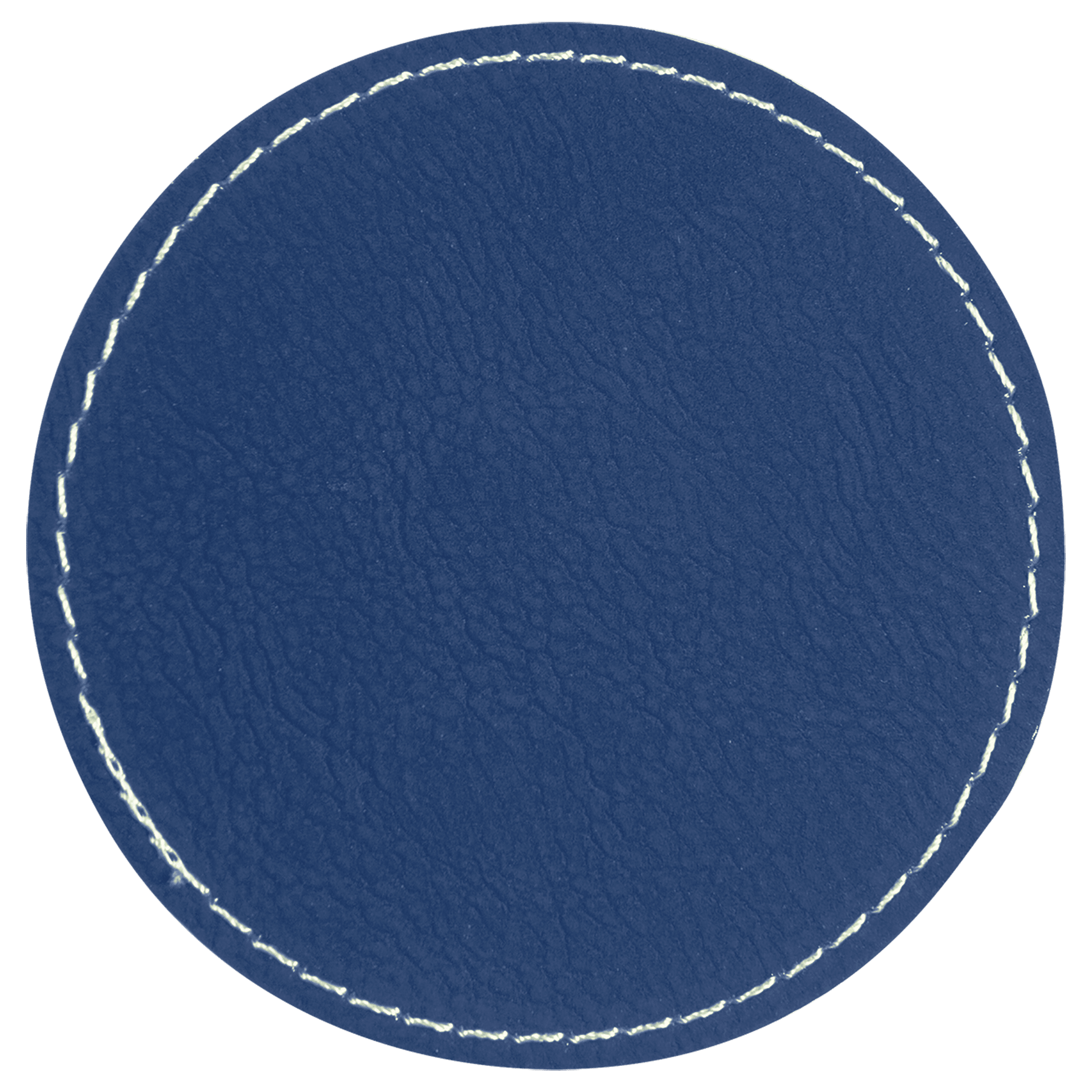 3" Round Blue/Silver Leatherette Patch with Adhesive