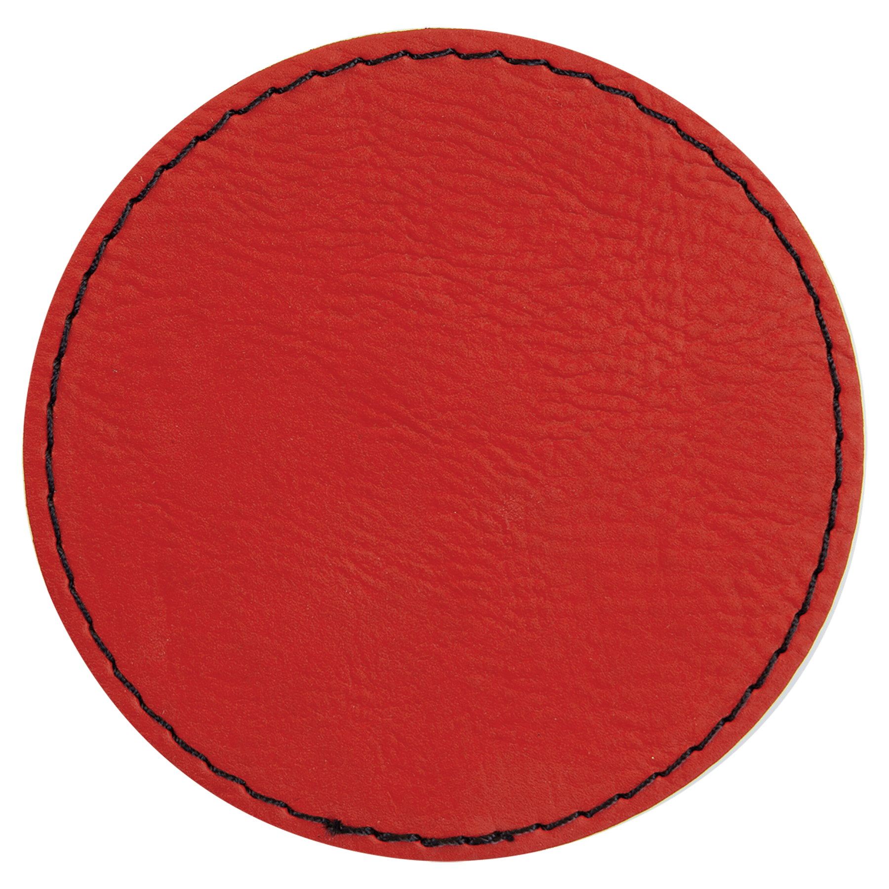 3" Round Red Leatherette Patch with Adhesive