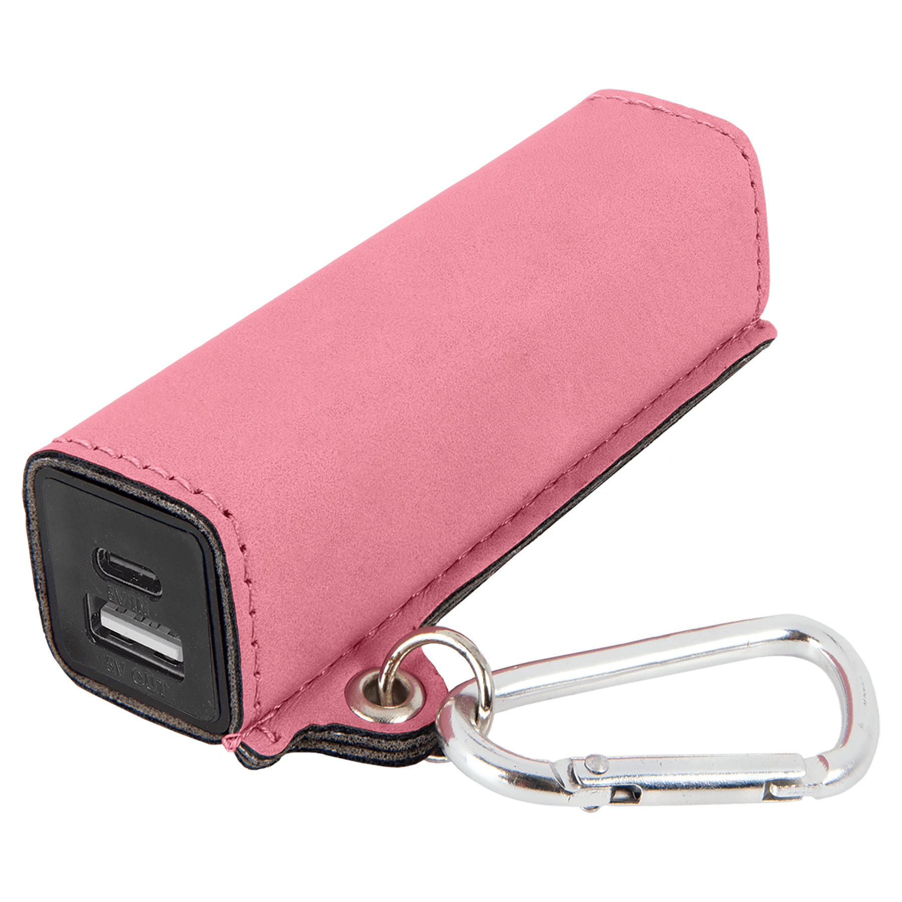 Pink Leatherette 2200 mAh Power Bank with USB-C Cord