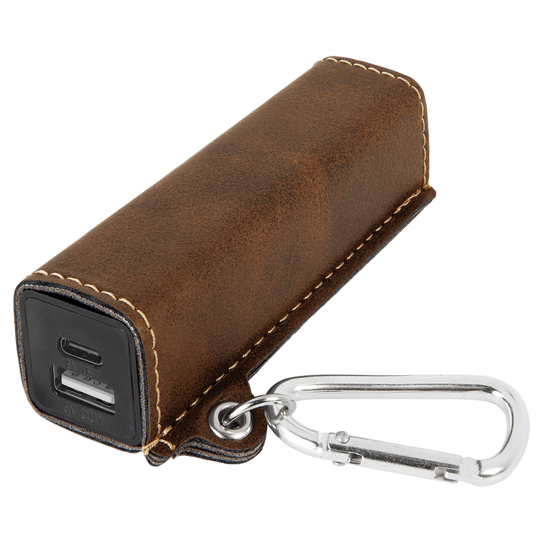 Rustic/Gold Leatherette 2200 mAh Power Bank with USB-C Cord