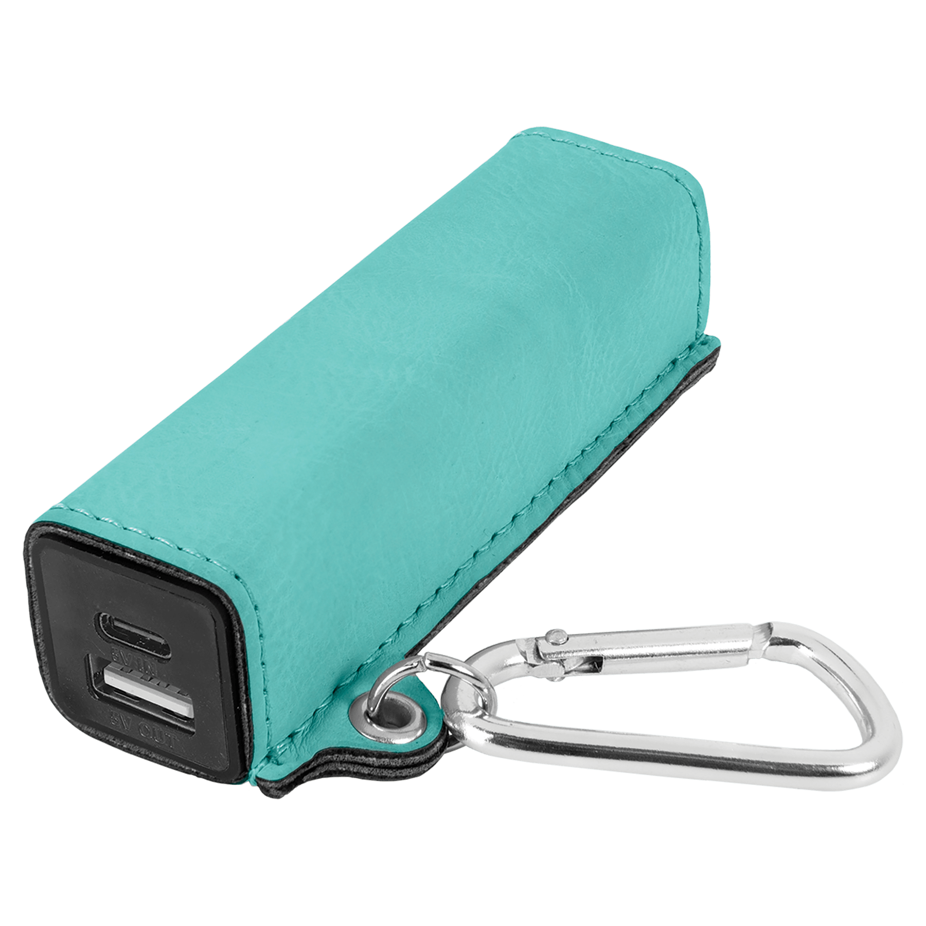 Teal Leatherette 2200 mAh Power Bank with USB-C Cord