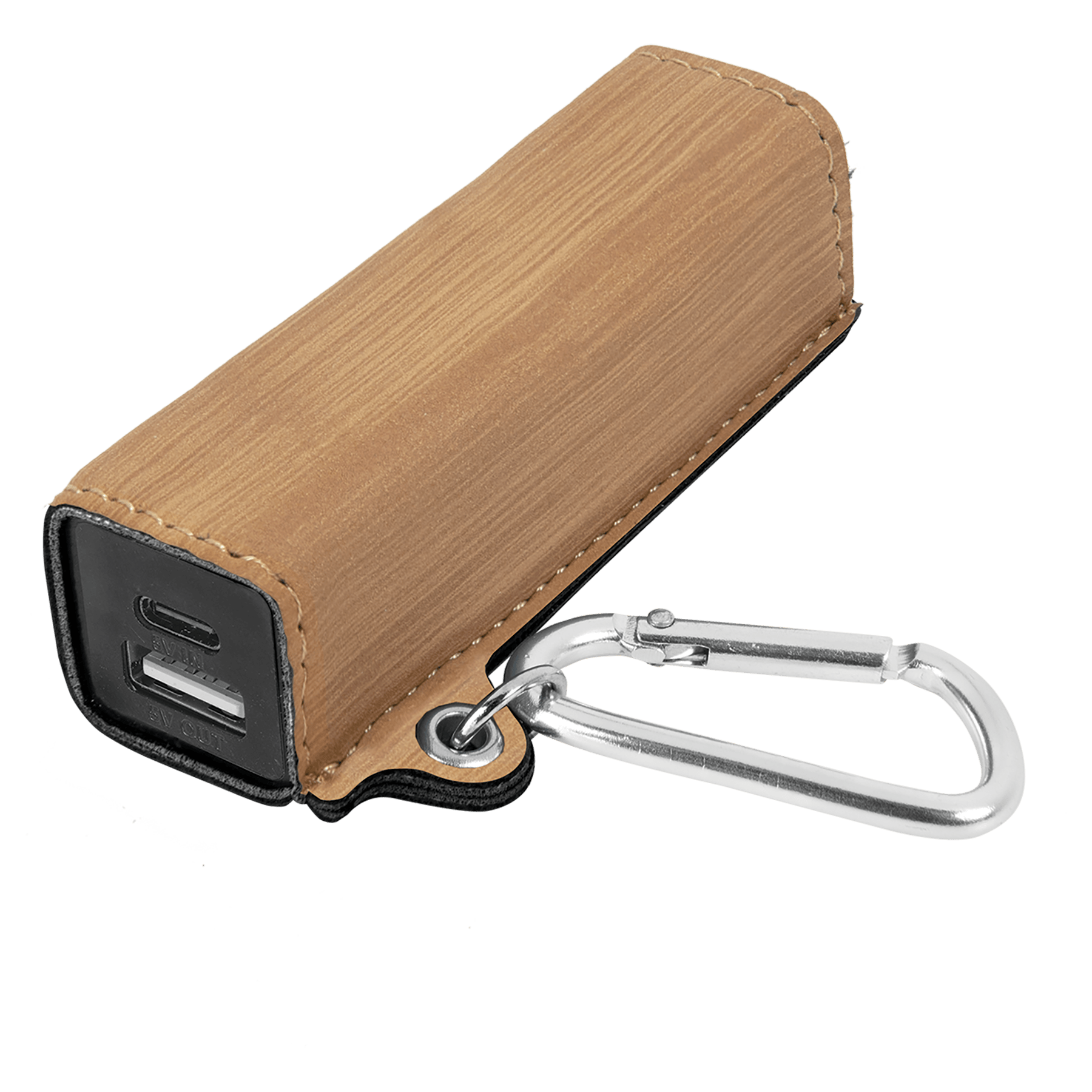 Bamboo Leatherette 2200 mAh Power Bank with USB-C Cord