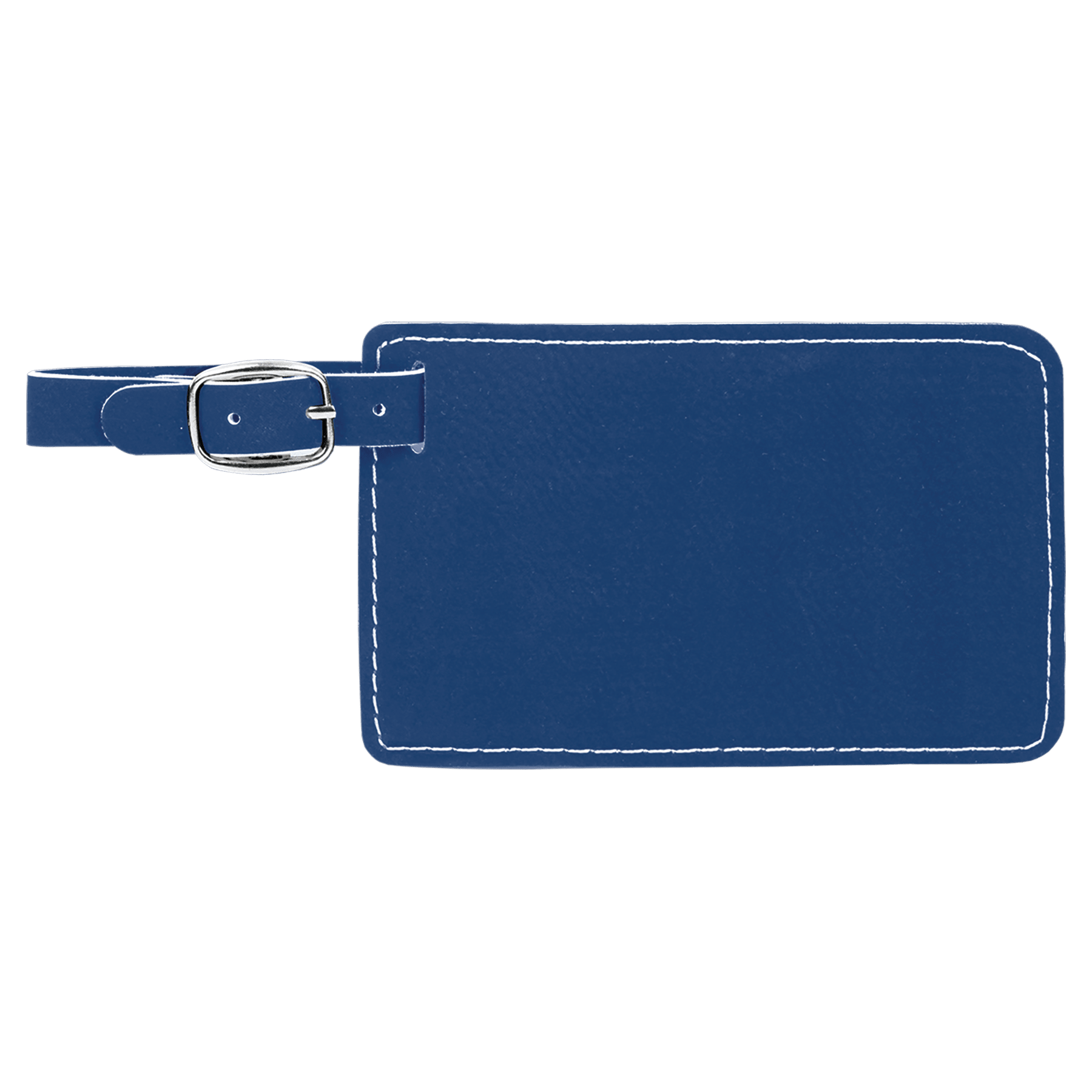 4.25" x 2.75" Blue/Silver Leatherette Luggage Tag