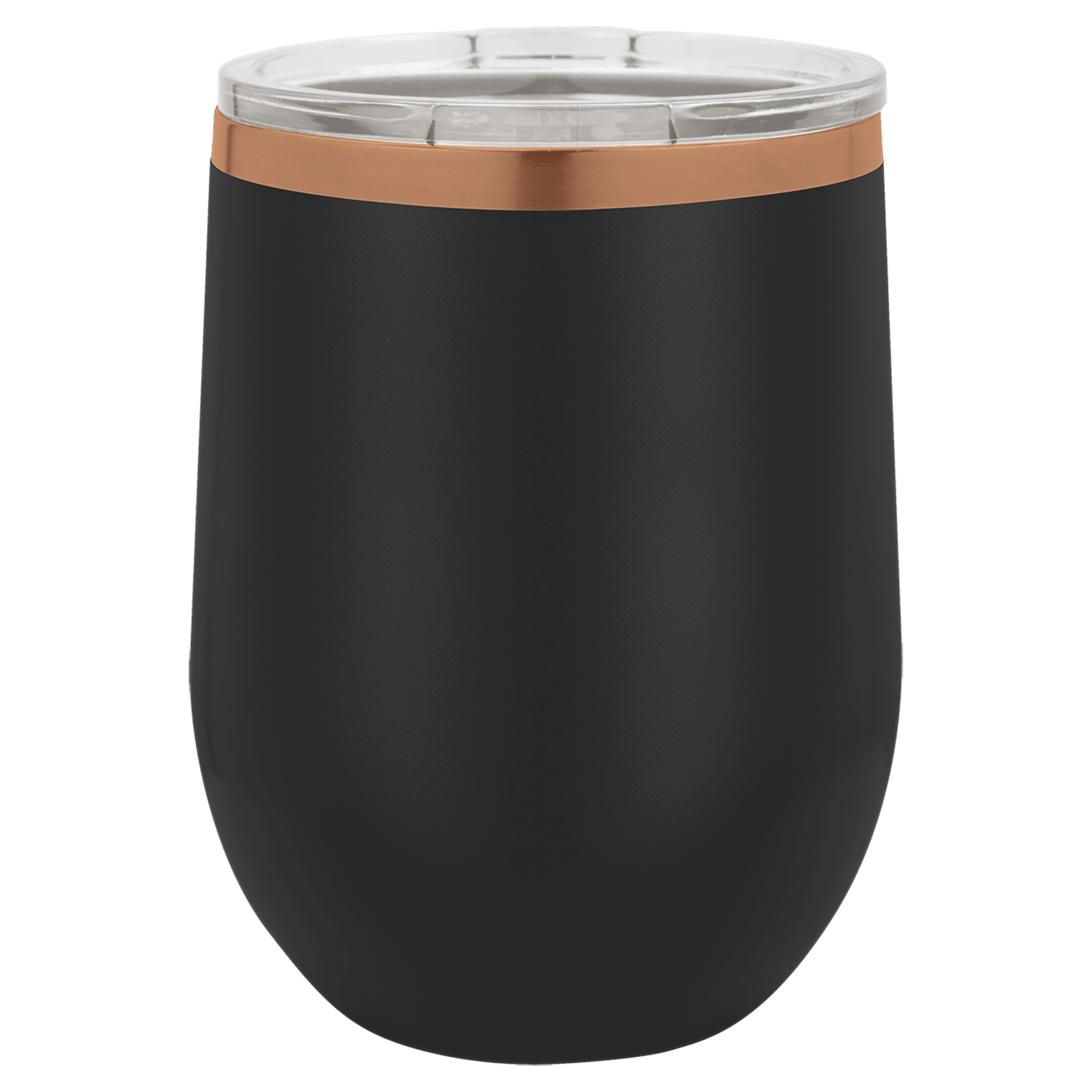 PC 12 oz. Black/Rose Gold ION-Plated Stemless Wine Tumbler