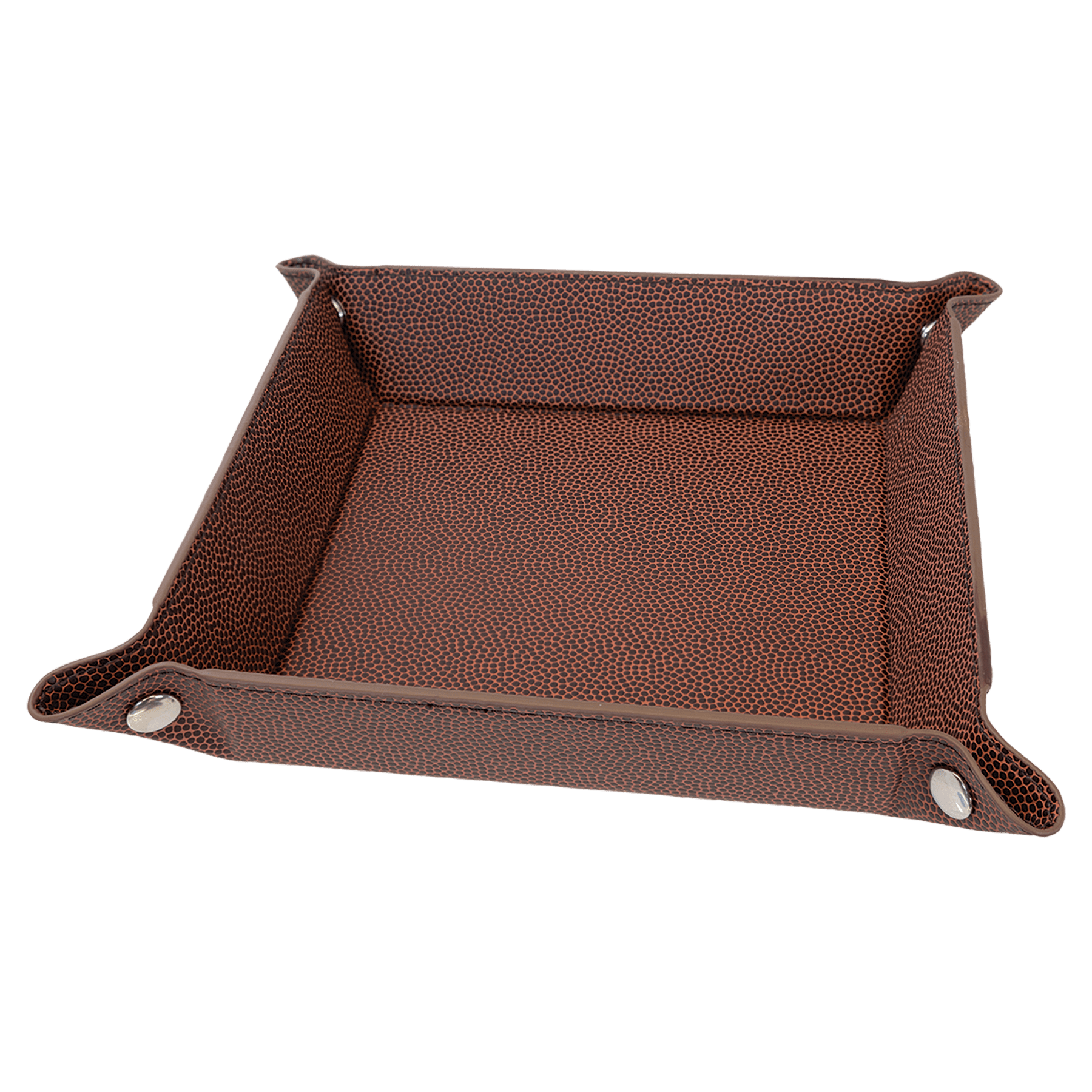 6" x 6" Football Leatherette Snap Up Tray with Silver Snaps