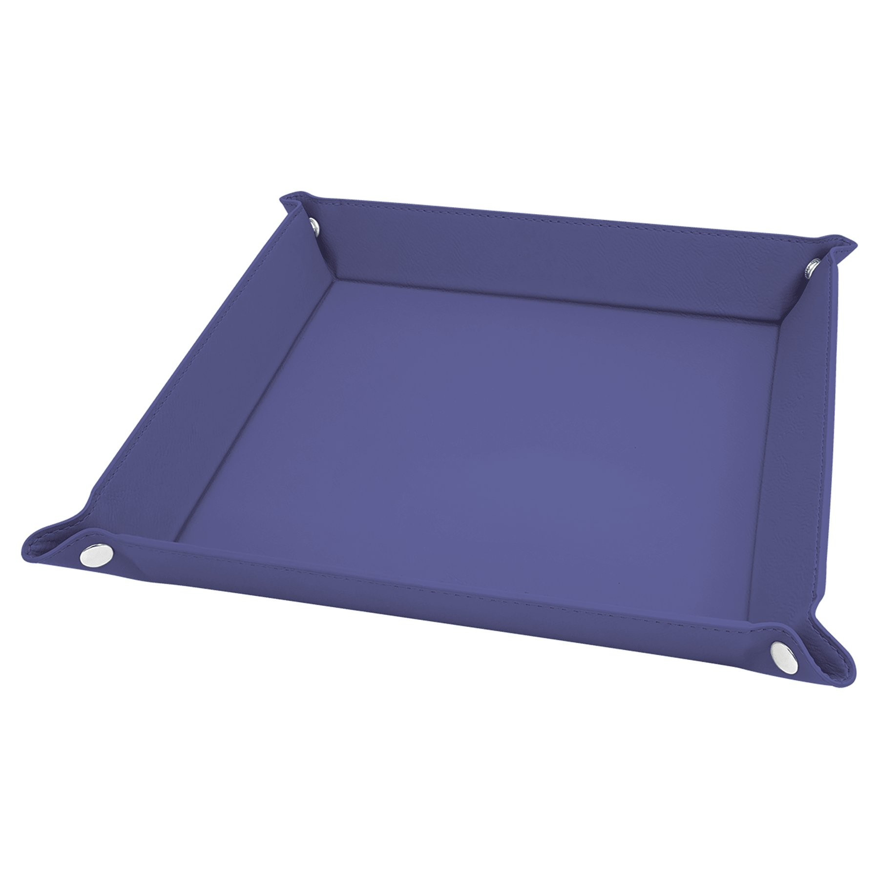 9" x 9" Purple Leatherette Snap Up Tray with Silver Snaps