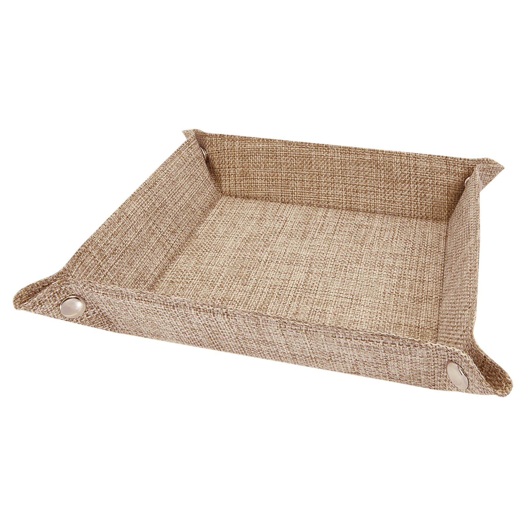 6" x 6" Sublimatable Burlap Snap Up Tray with Silver Snaps