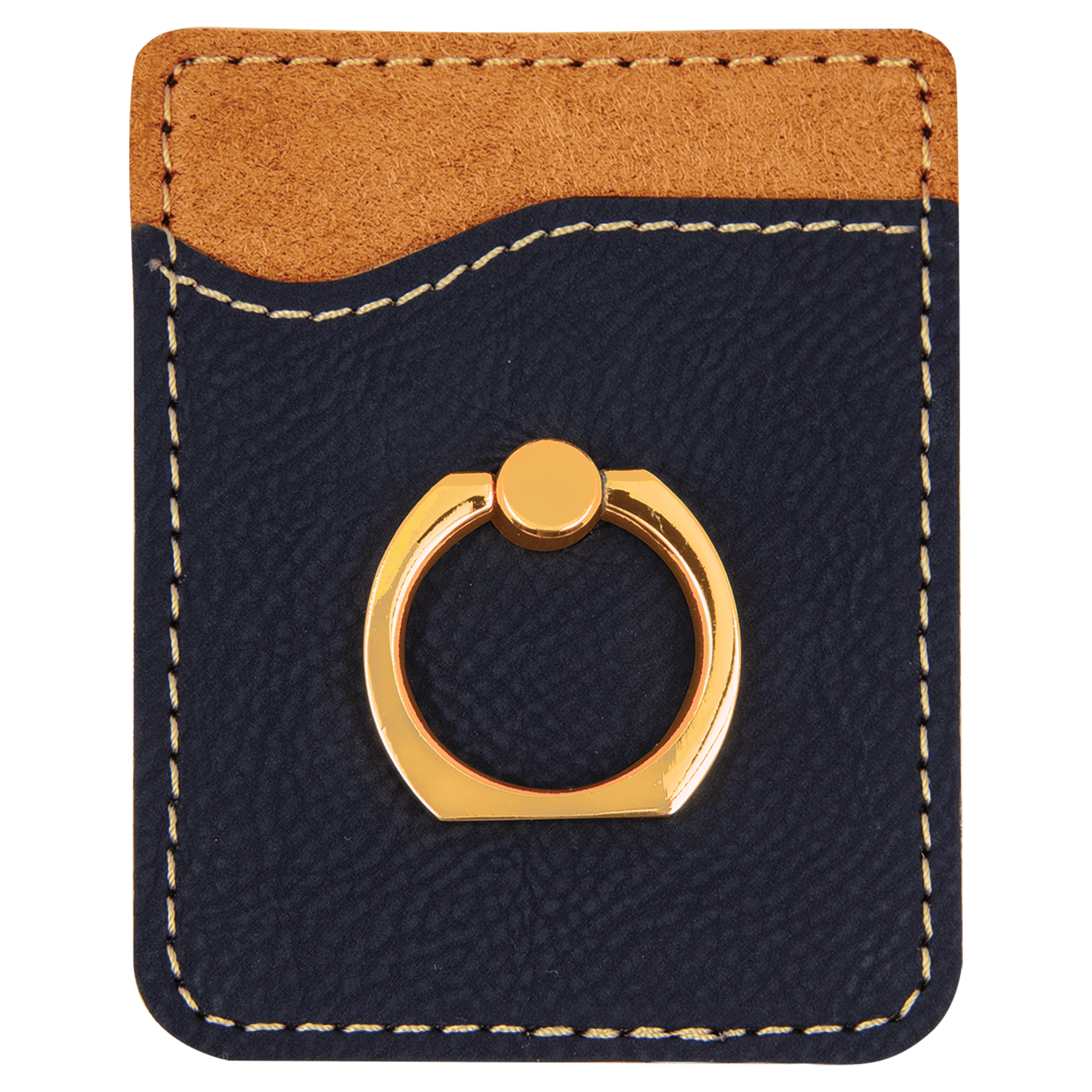 Black/Gold Leatherette Phone Wallet with Gold Ring