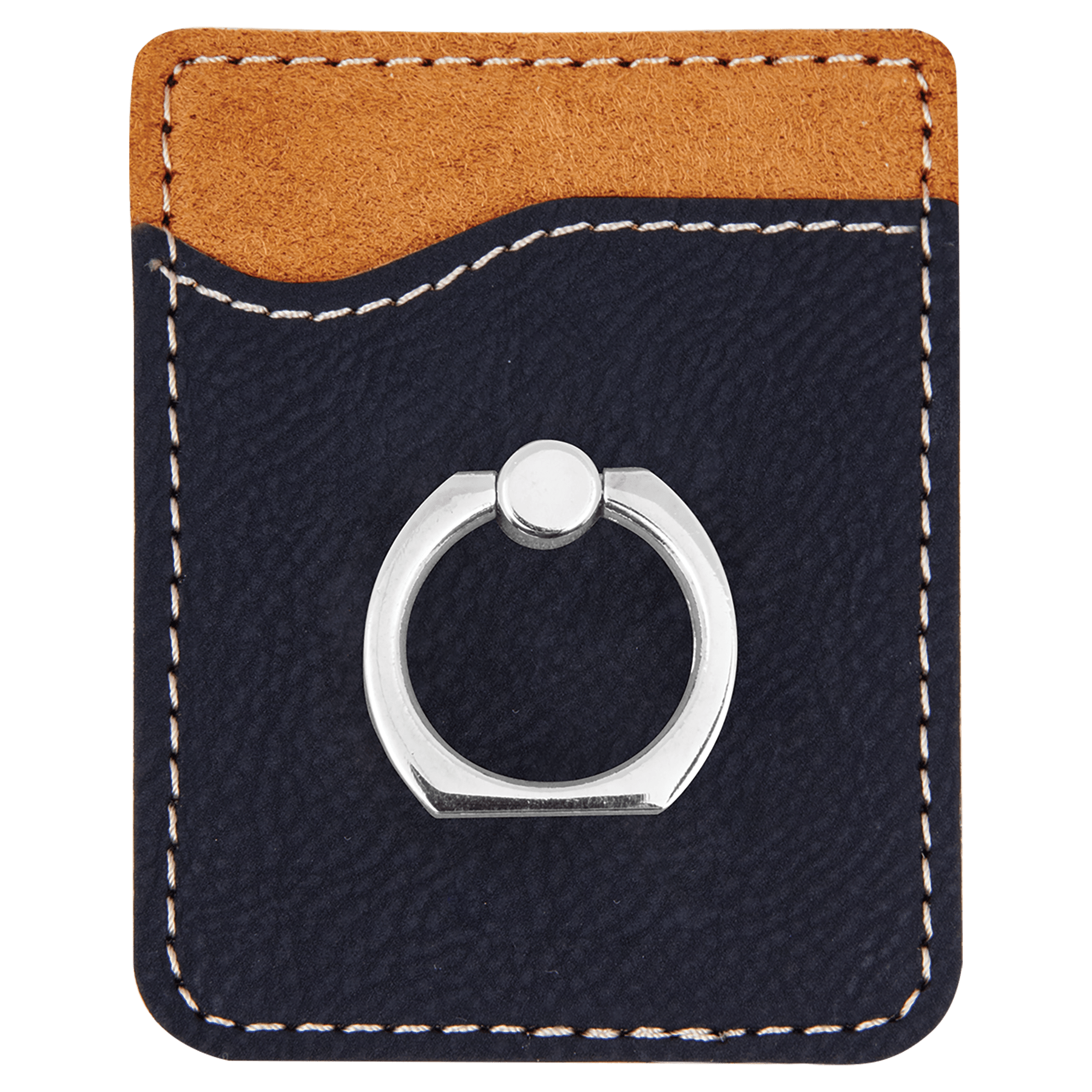 Black/Silver Leatherette Phone Wallet with Silver Ring
