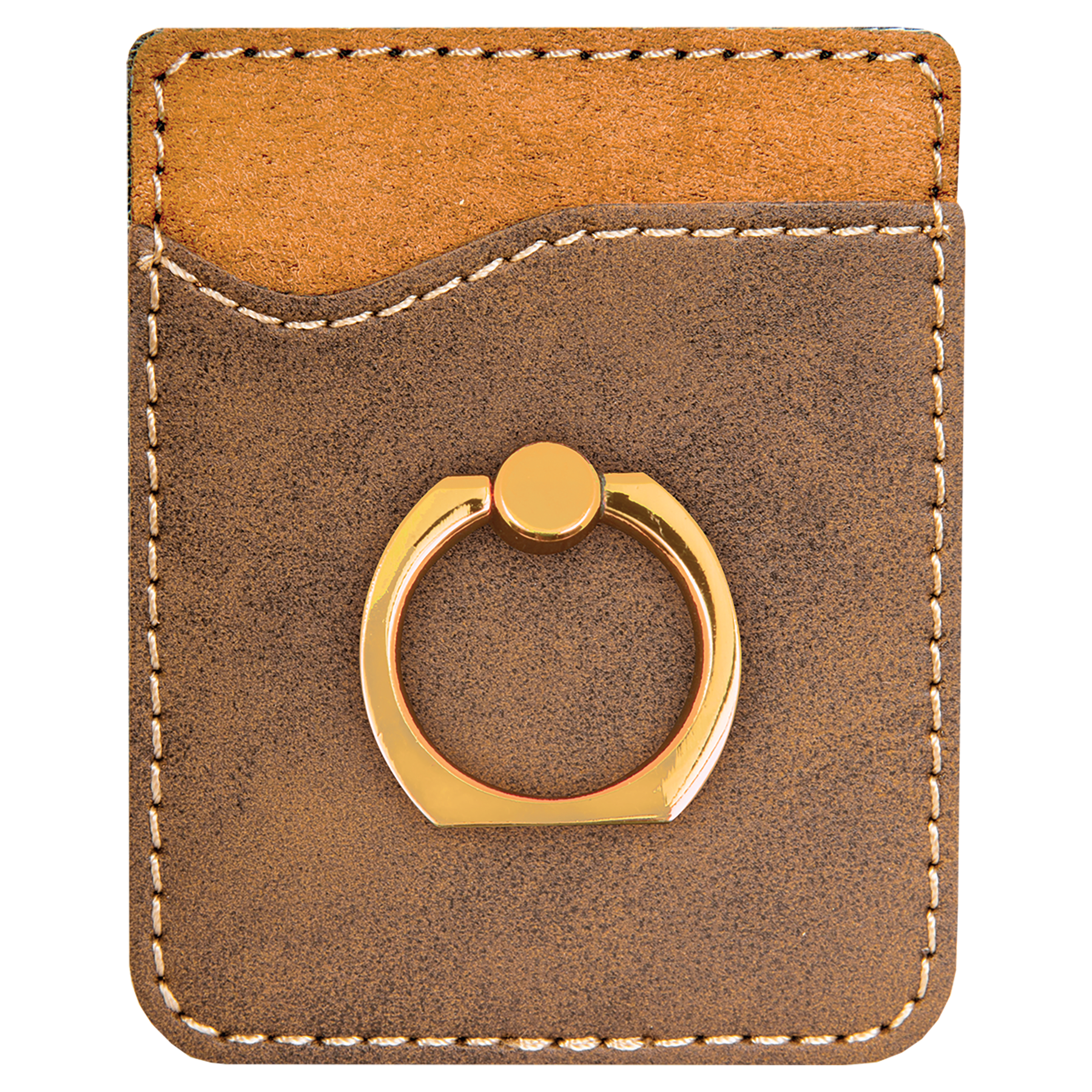 Rustic/Gold Leatherette Phone Wallet with Gold Ring