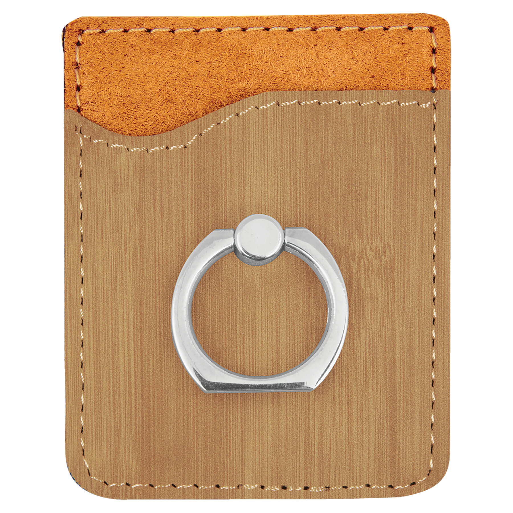 Bamboo Leatherette Phone Wallet with Silver Ring