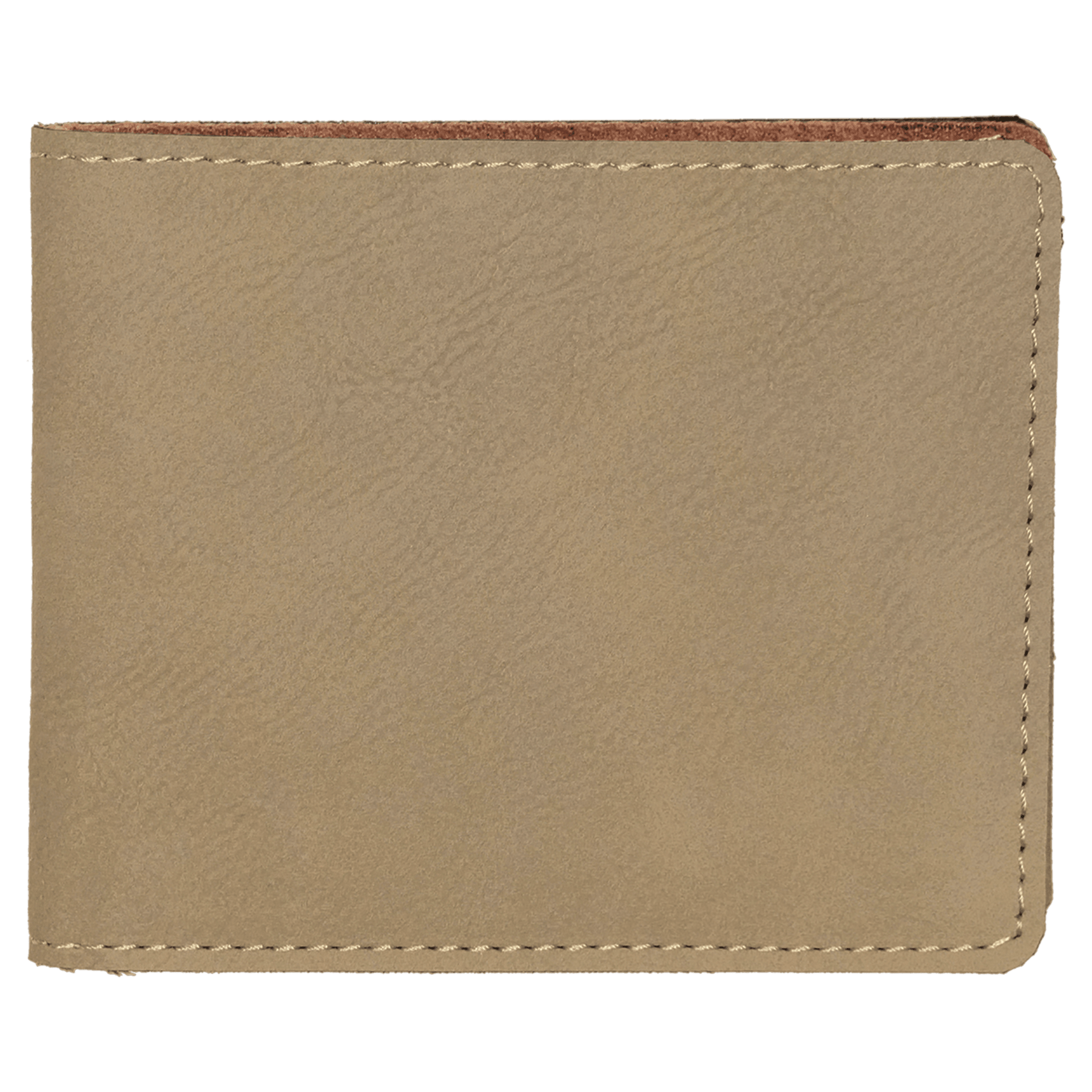 4.5" x 3.5" Light Brown Leatherette Bifold Wallet