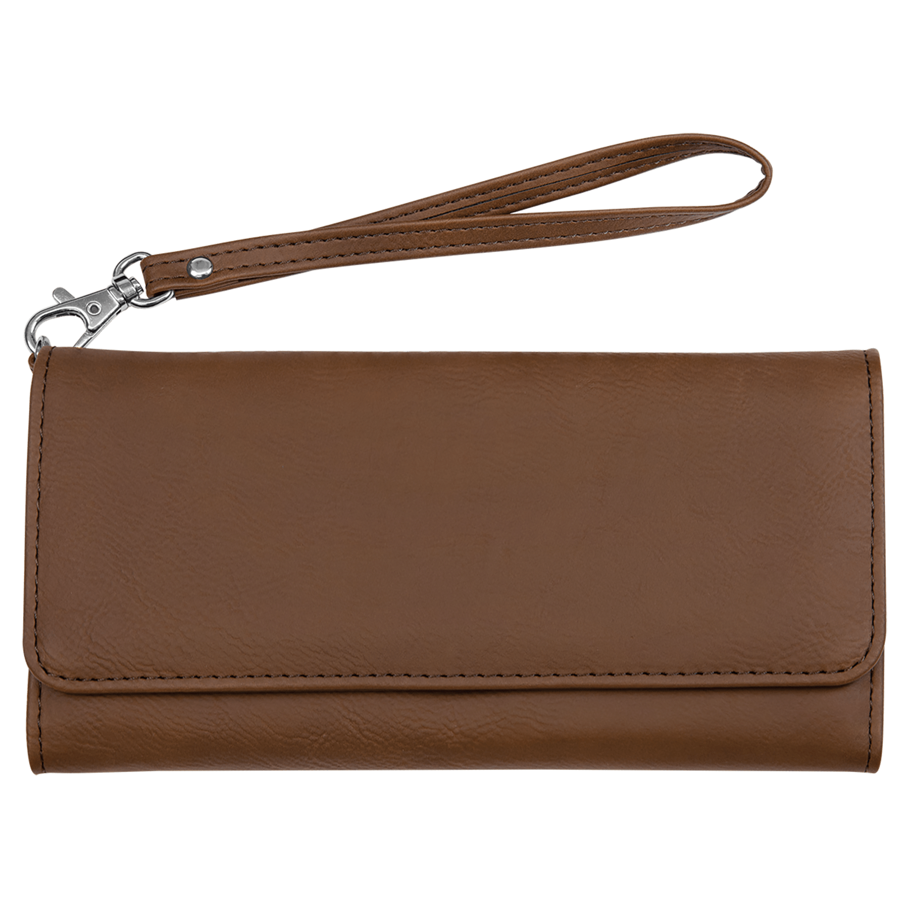 7.5" x 4" Dark Brown Leatherette Wallet with Strap