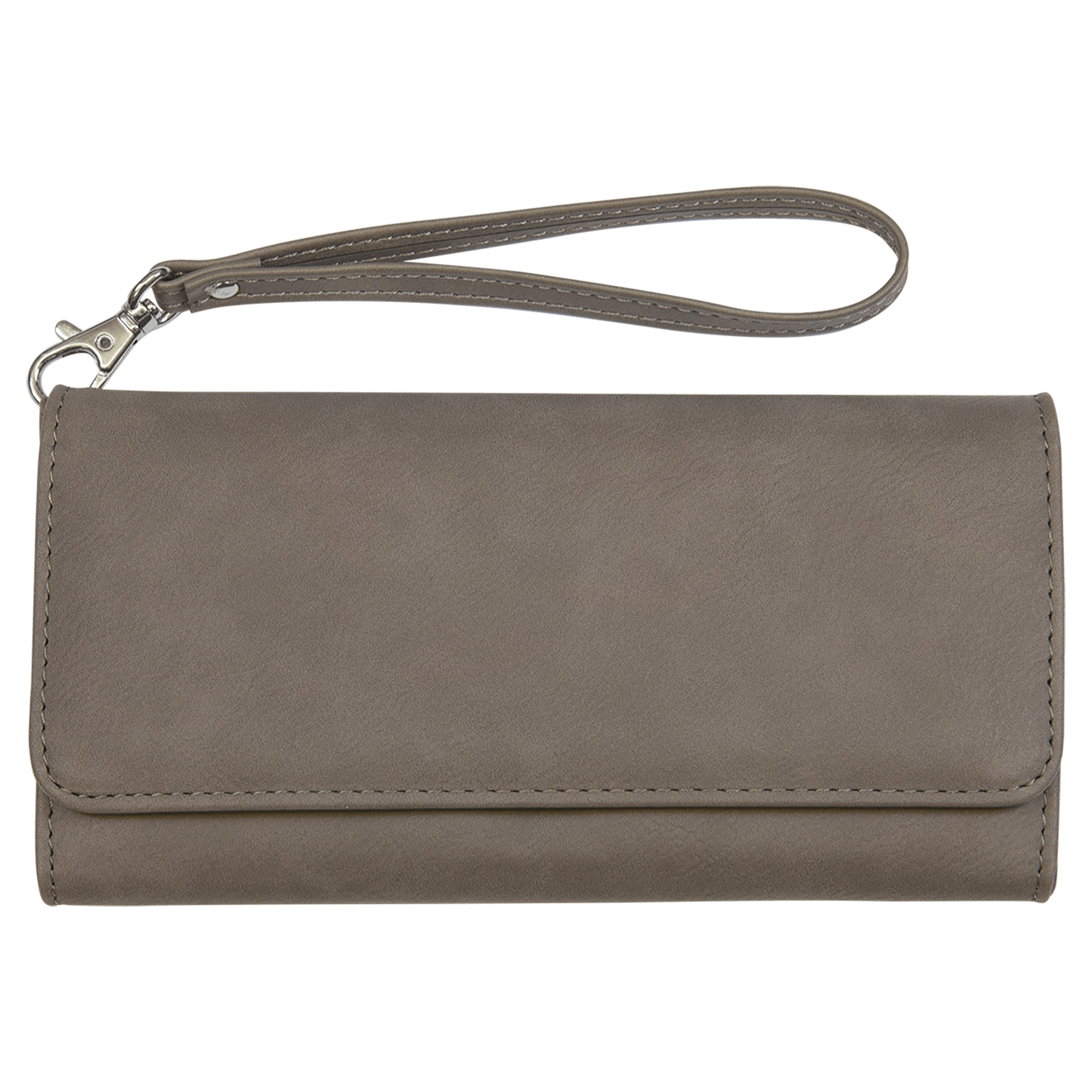 7.5" x 4" Gray Leatherette Wallet with Strap