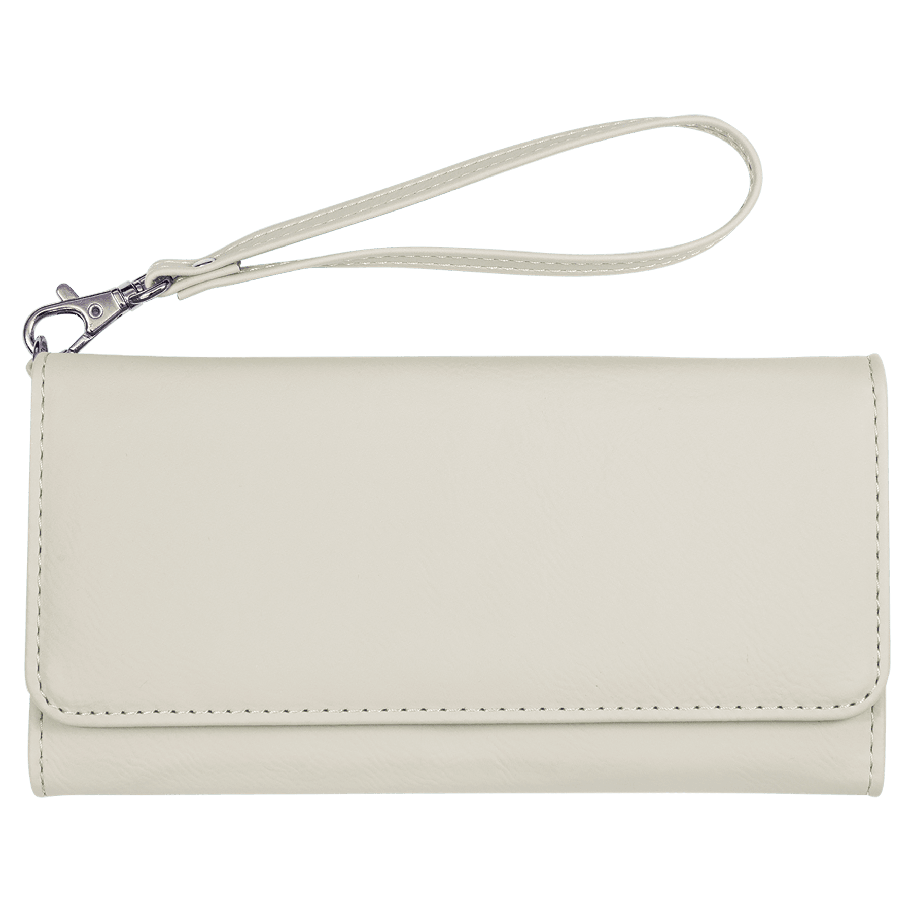 7.5" x 4" White Leatherette Wallet with Strap