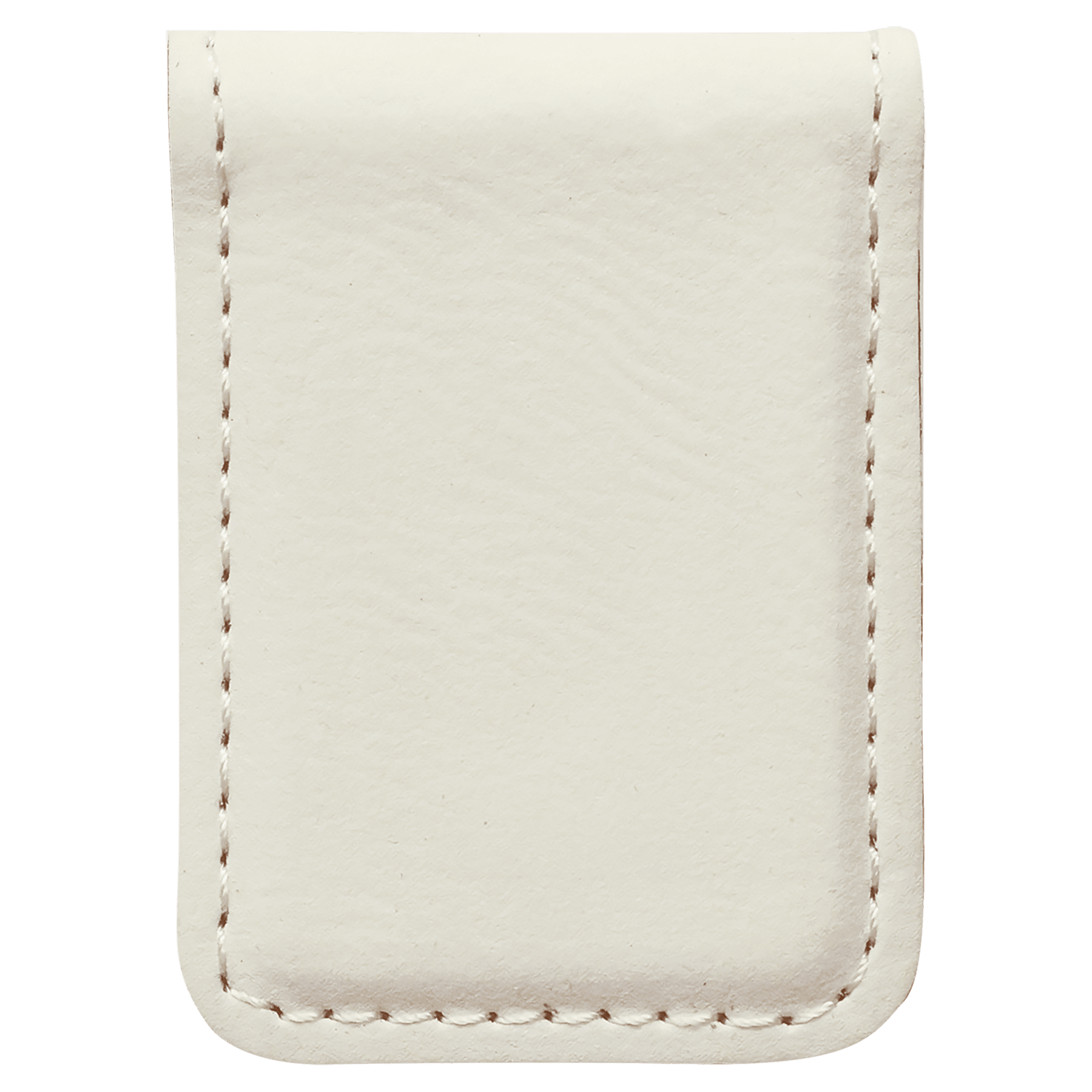 1.75" x 2.5" White Leatherette Money Clip
