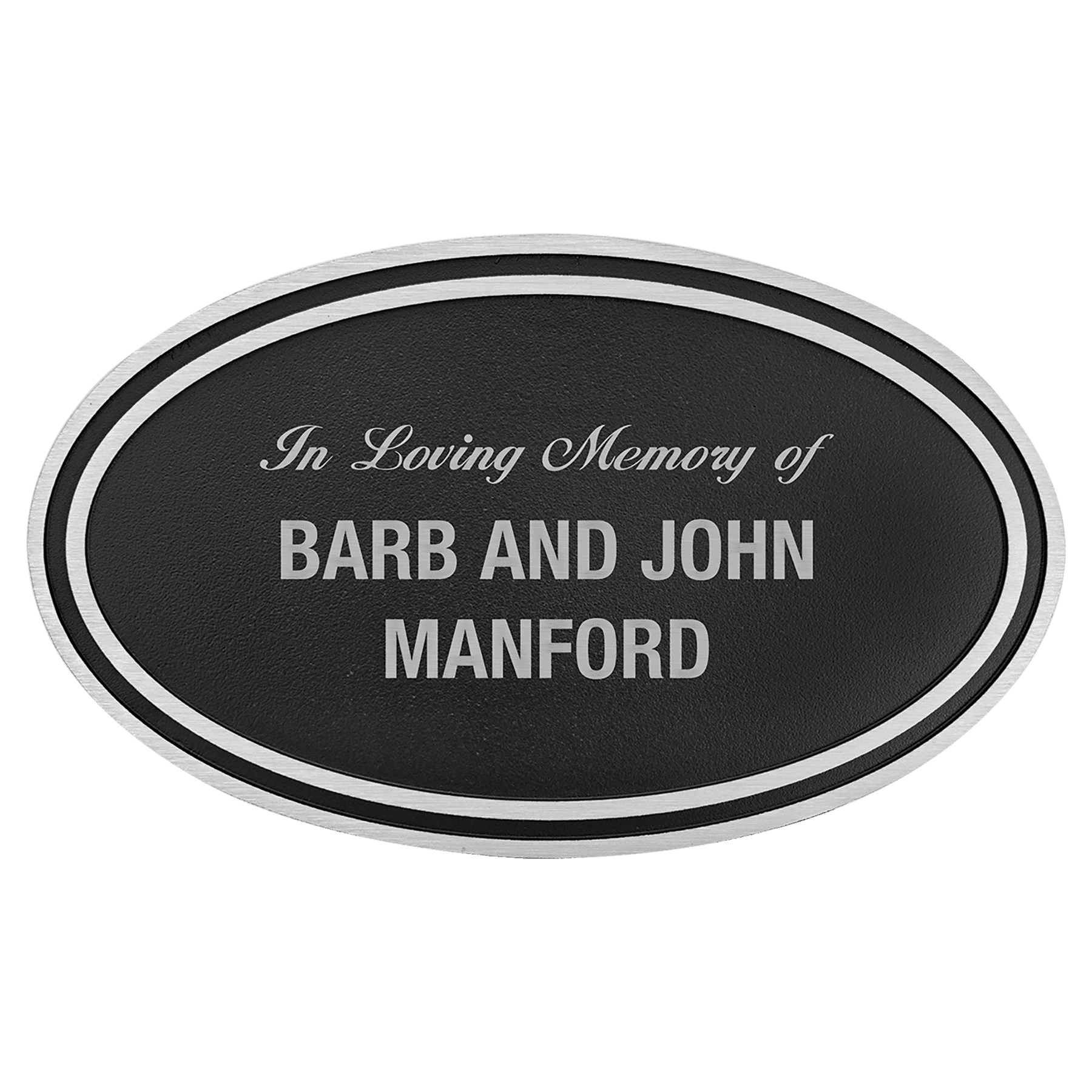 Silver/Black Oval Cast Aluminum Sign with 24" Aluminum Rod