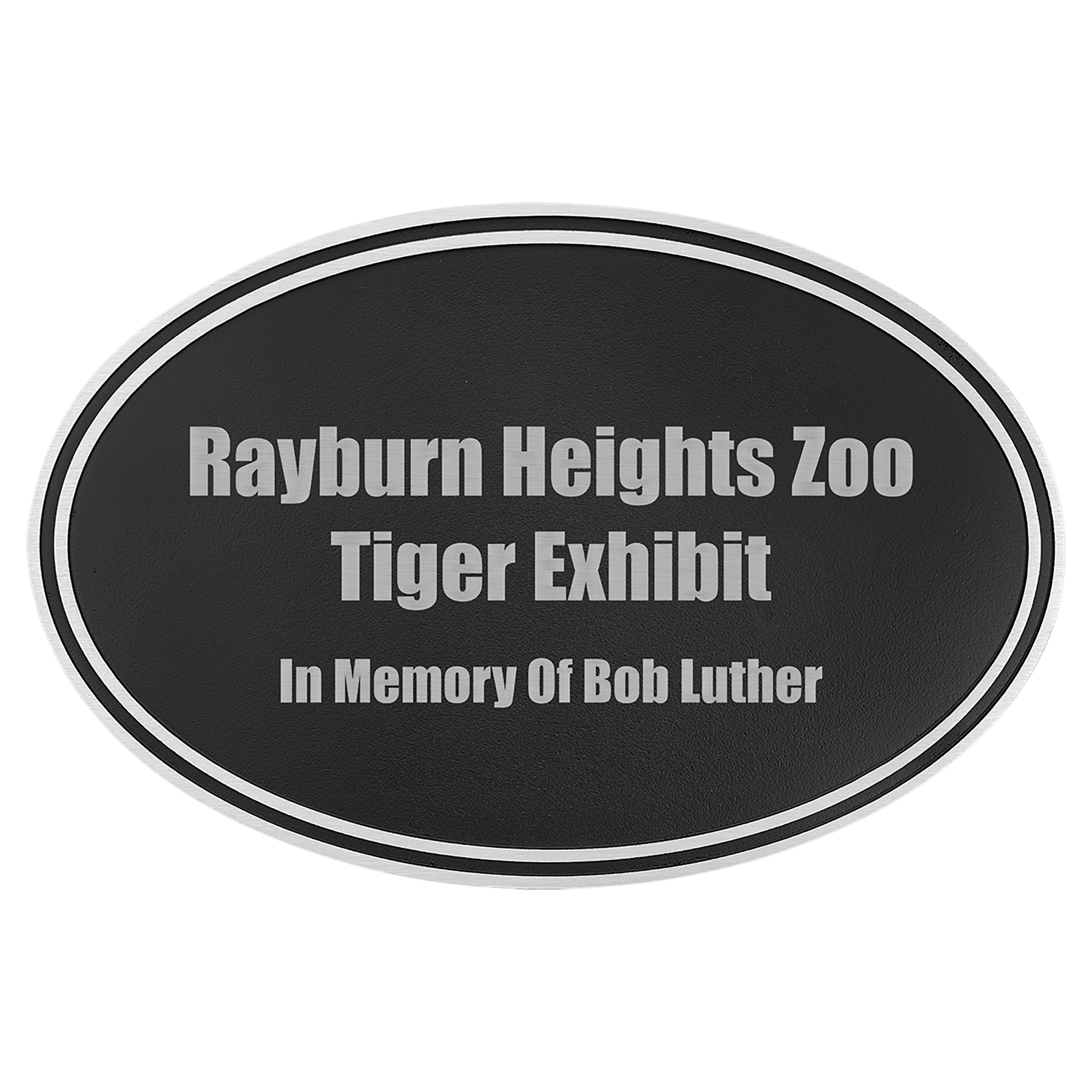 Silver/Black Oval Cast Aluminum Sign with 24" Aluminum Rod