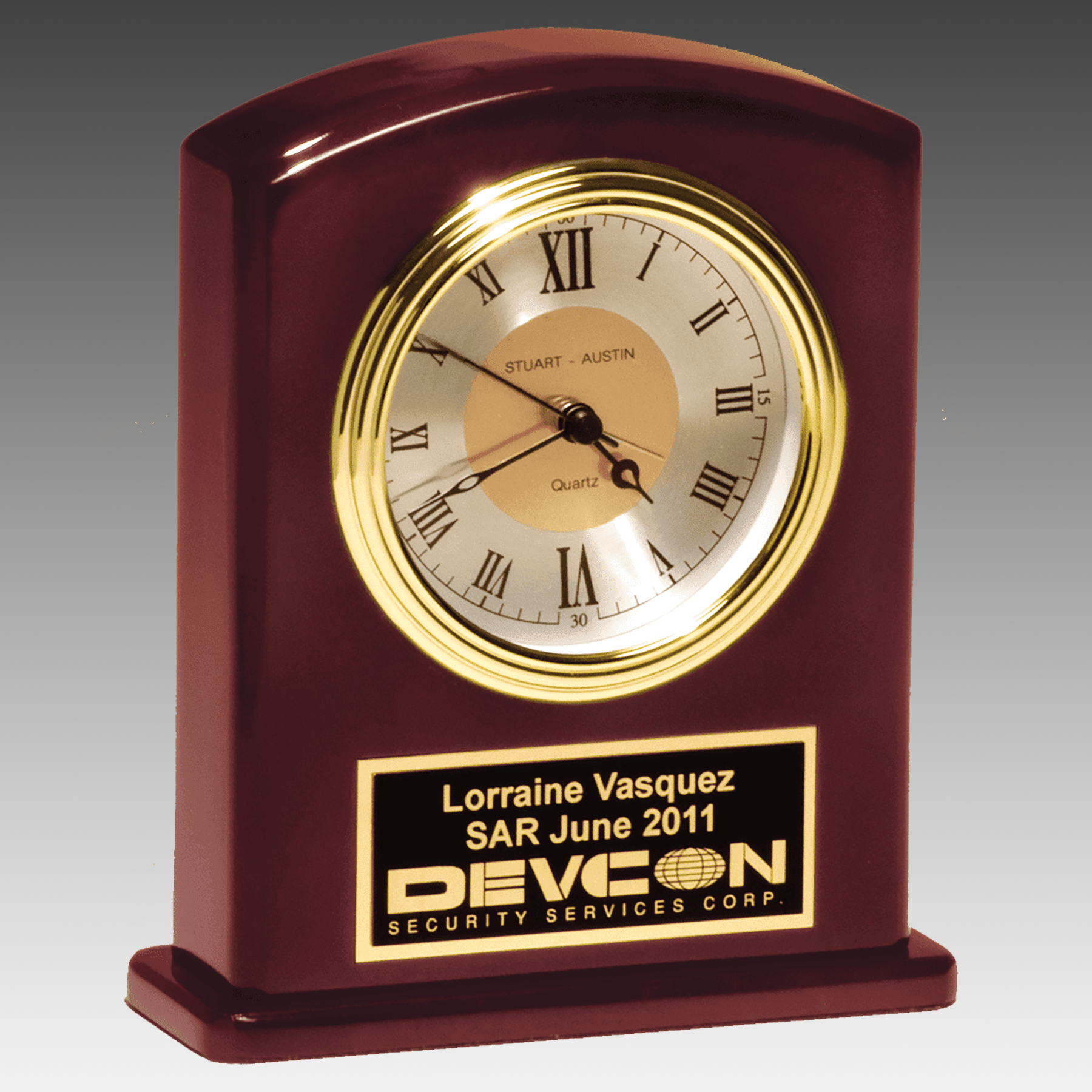 High Gloss Rosewood Finish Clock, w/ Plate - CLK76