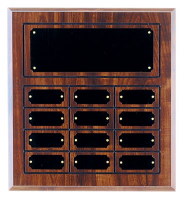 Cherry Finish Completed Perpetual Plaque with 12 Plates