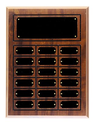 Cherry Finish Completed Perpetual Plaque with 18 plates