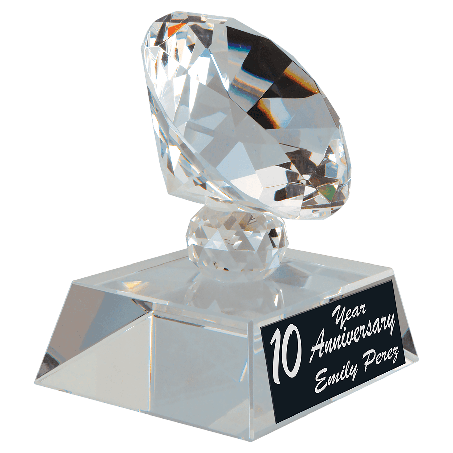 3.5" Crystal Diamond on Clear Pedestal Base